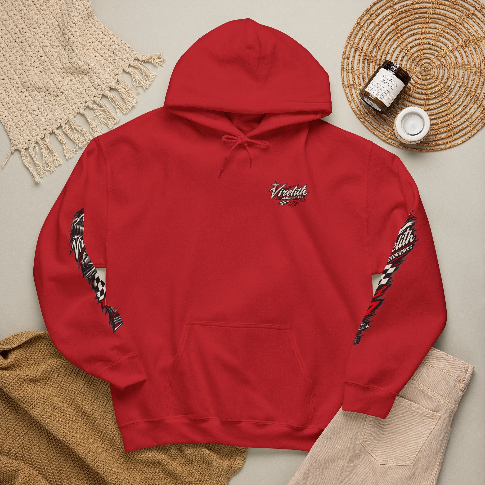 Virelith Motorsports Checkered Flag Hoodie | Racing Graphic Sweatshirt