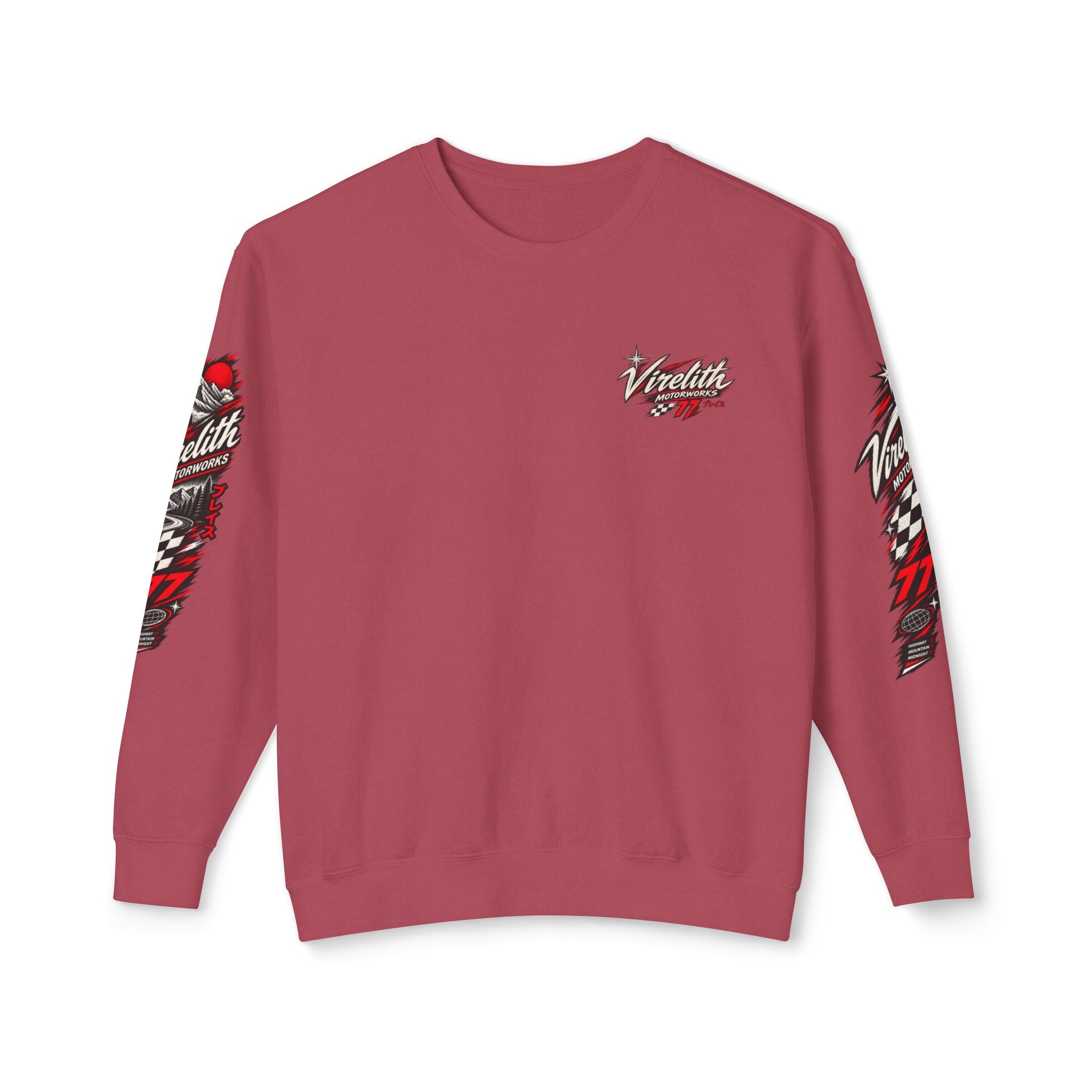 Motorworks Racing Crewneck Sweatshirt | Vintage Sleeve Graphic
