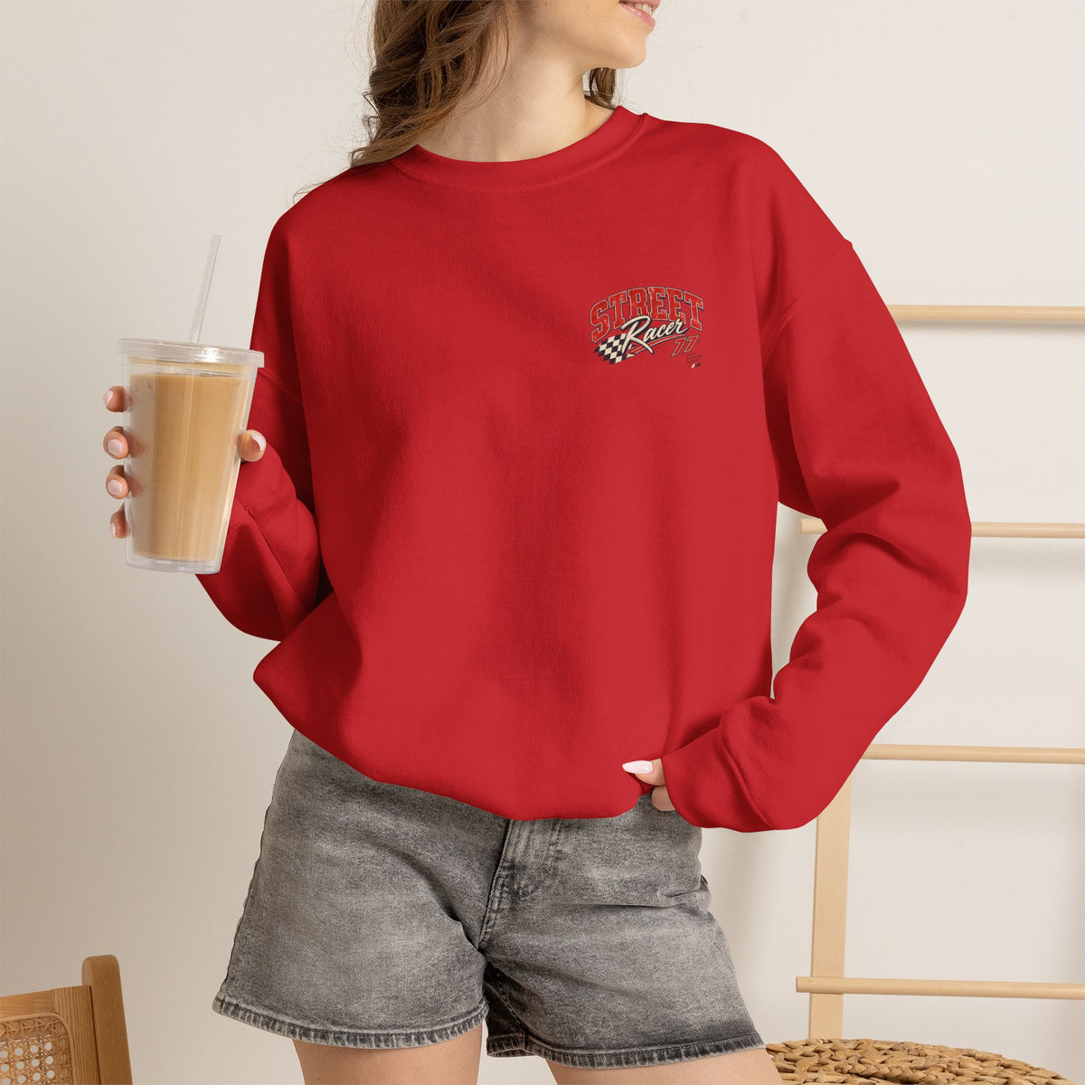 Street Racer Crewneck Sweatshirt — Vintage Car Racing Graphic