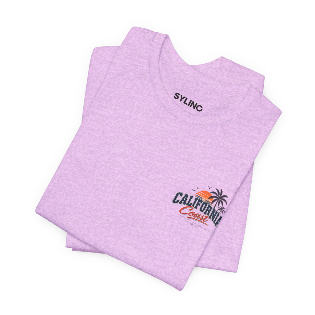 California Coast Pocket Tee — Retro Palm Surf Graphic