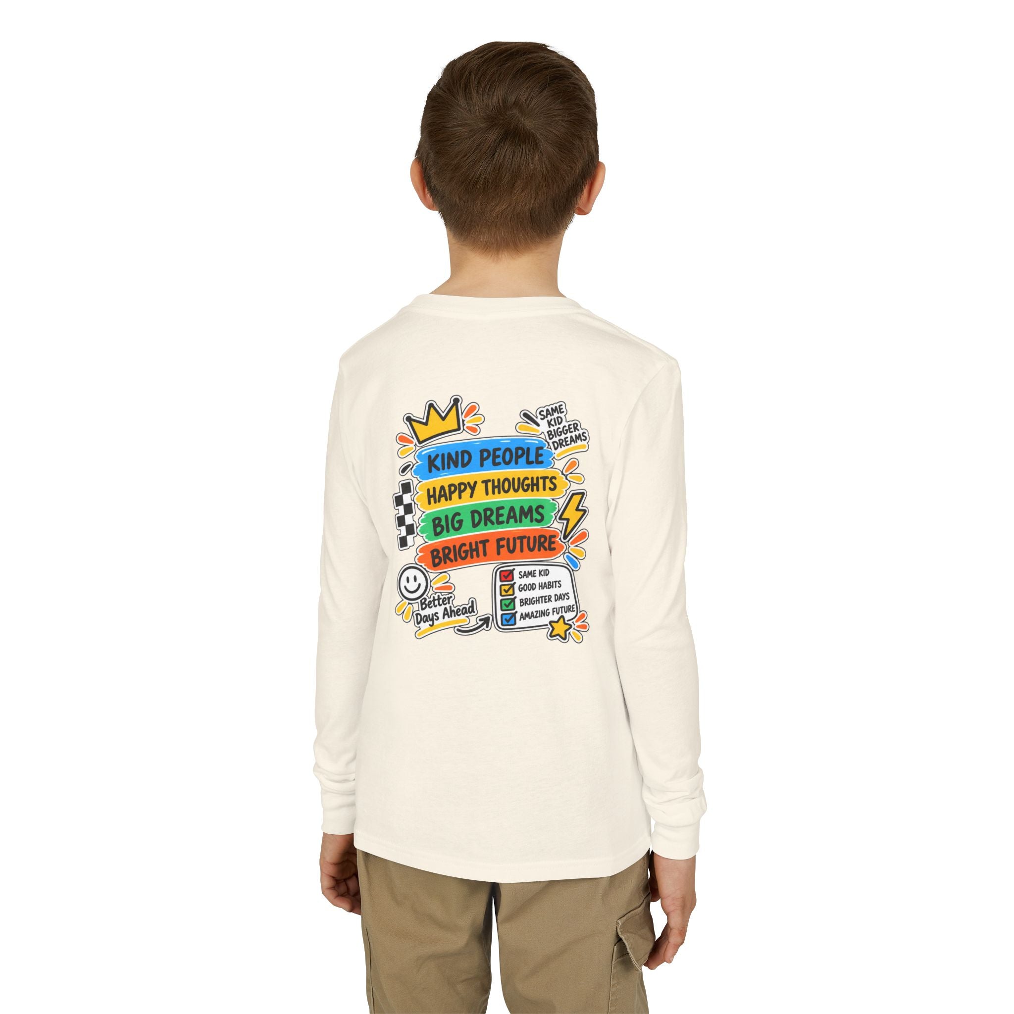 Good Vibes Always Youth Long Sleeve Tee — Positive Message Kids Shirt