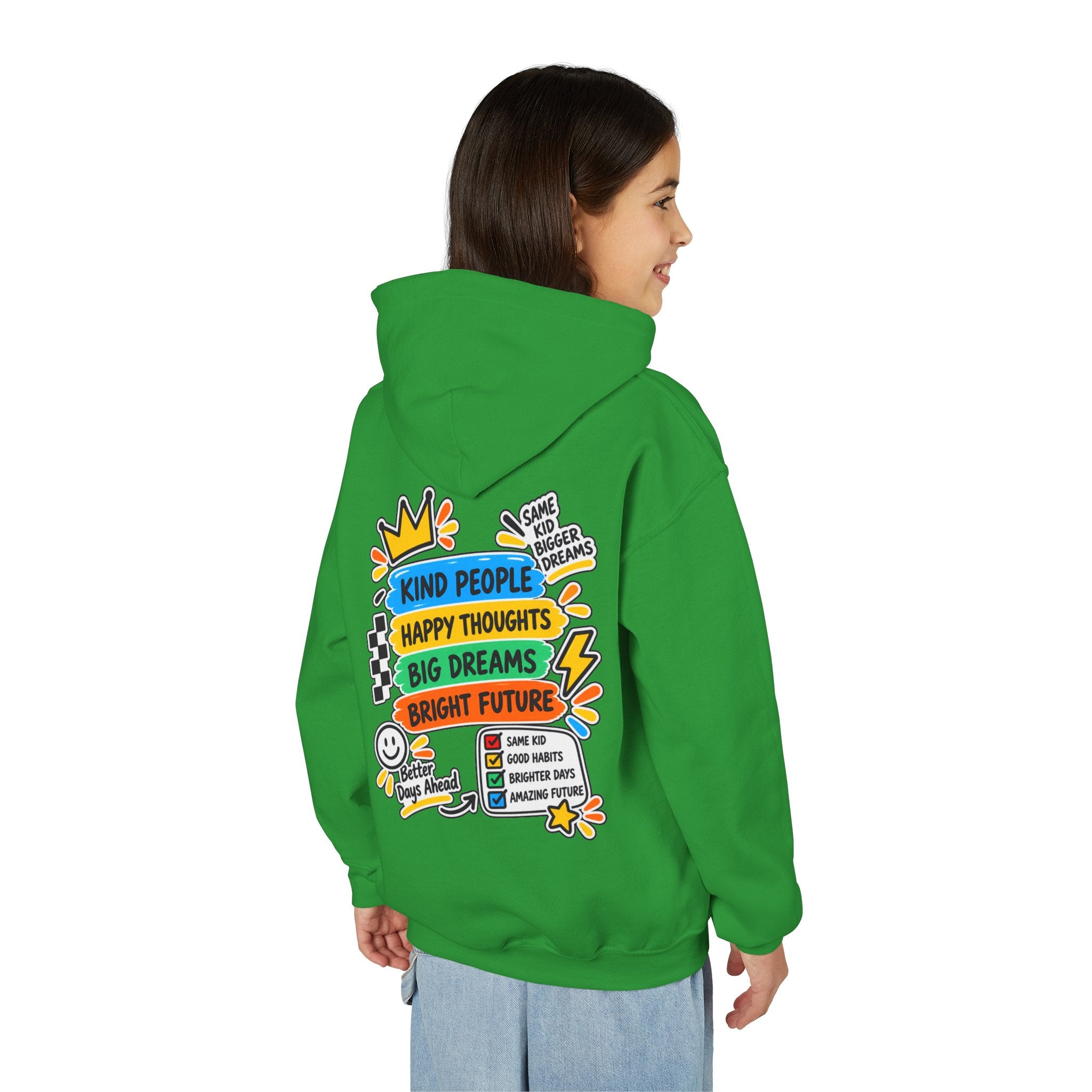 Youth Hoodie - "Good Vibes Always" Colorful Positive Graphic
