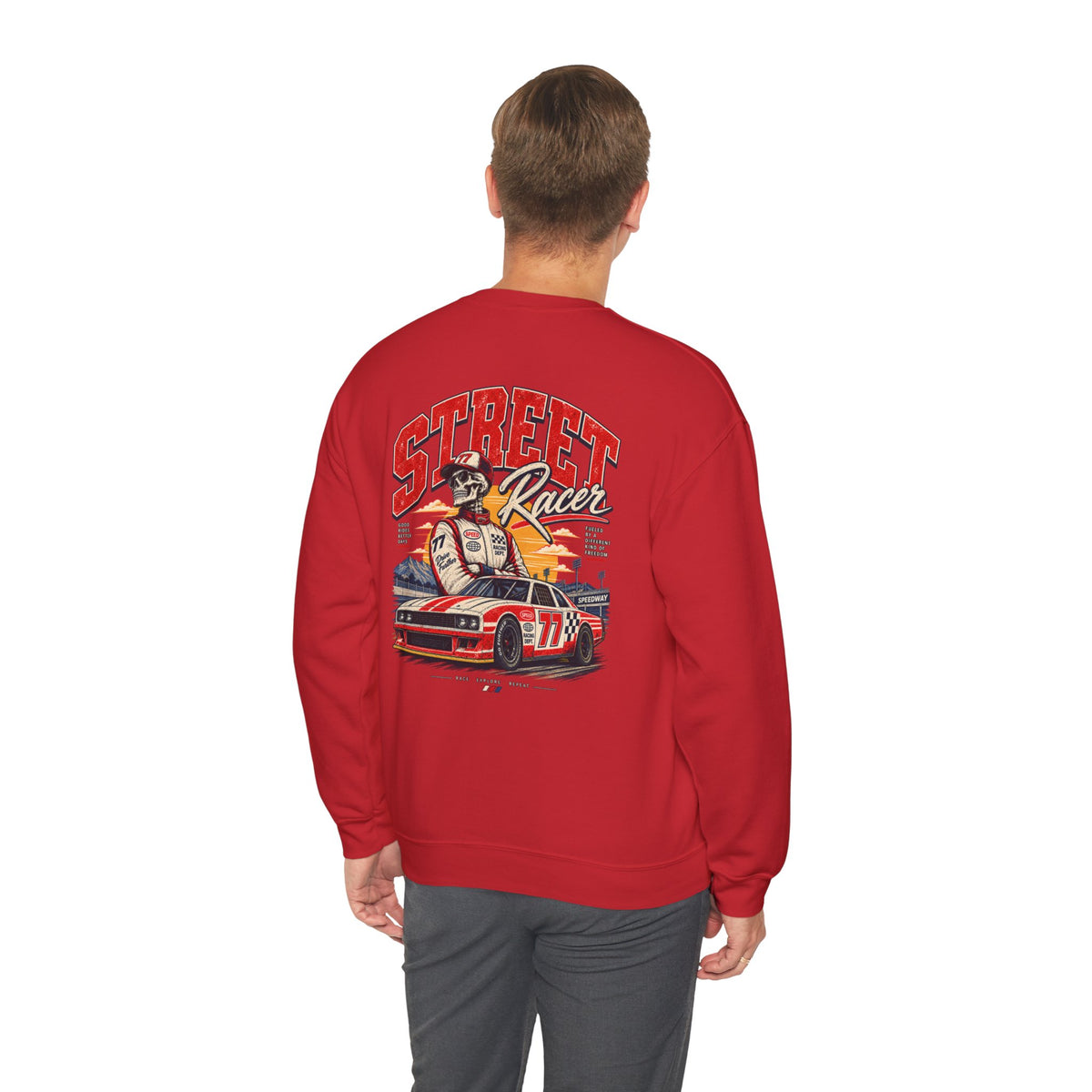 Street Racer Crewneck Sweatshirt — Vintage Car Racing Graphic