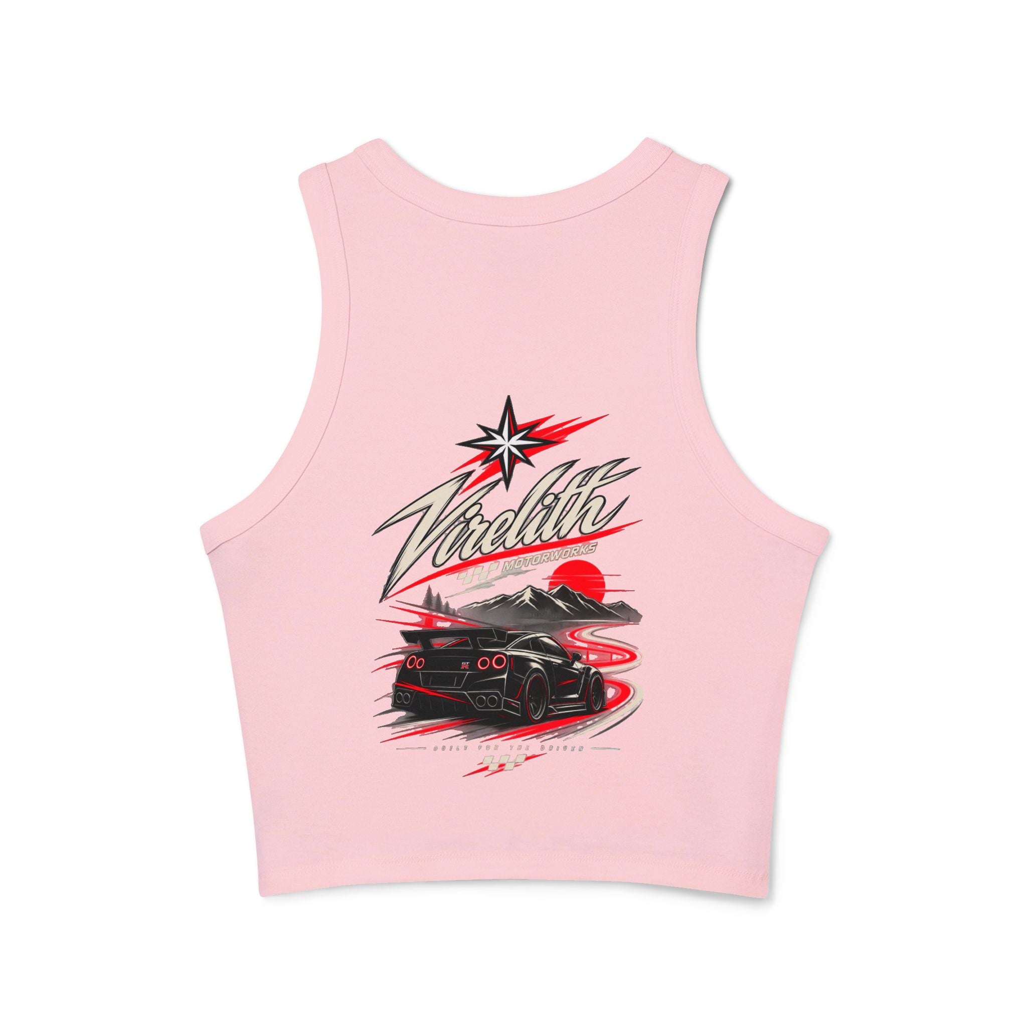 Racer Tank Top — Vintage Speed Virelith Graphic (Front Logo & Back Racing Car)
