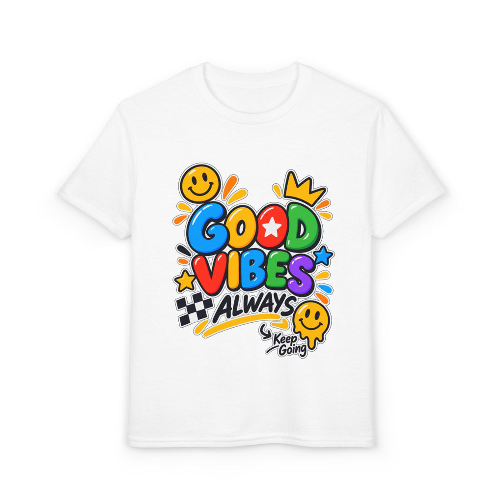 Youth T-Shirt — "Good Vibes Always" Colorful Positive Message Tee