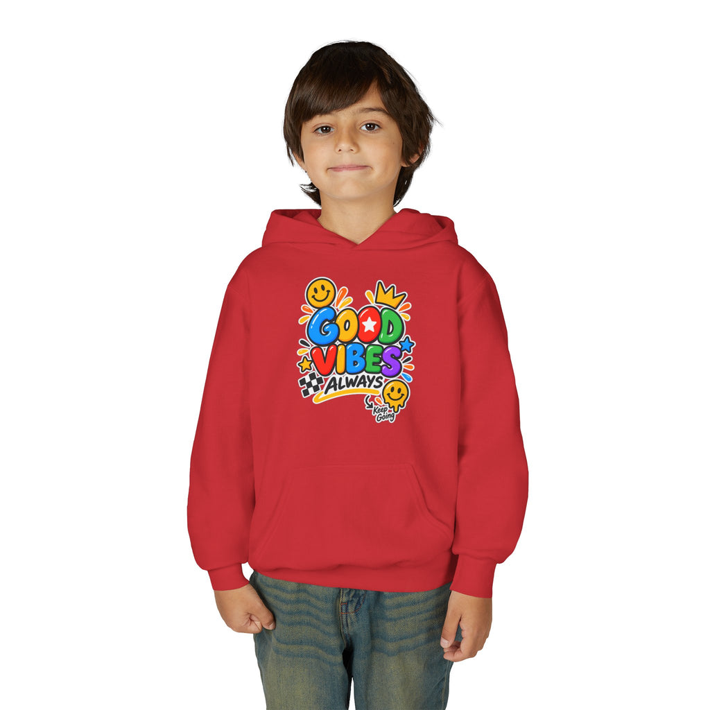 Youth Hoodie - "Good Vibes Always" Colorful Positive Graphic