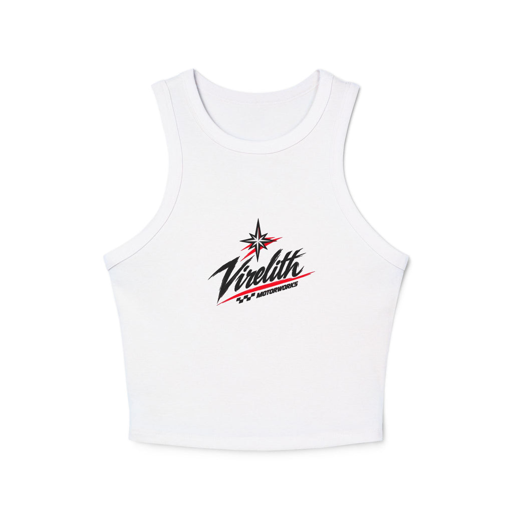 Racer Tank Top — Vintage Speed Virelith Graphic (Front Logo & Back Racing Car)
