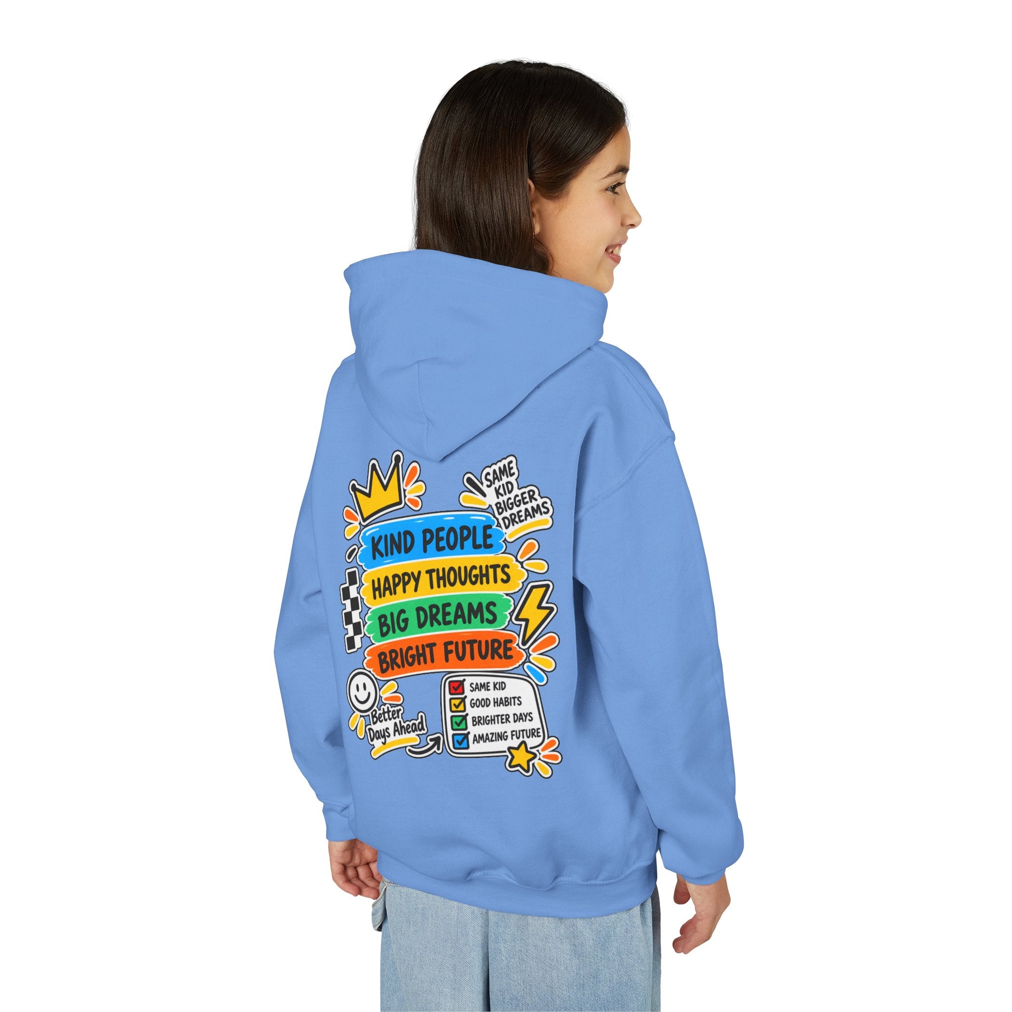 Youth Hoodie - "Good Vibes Always" Colorful Positive Graphic