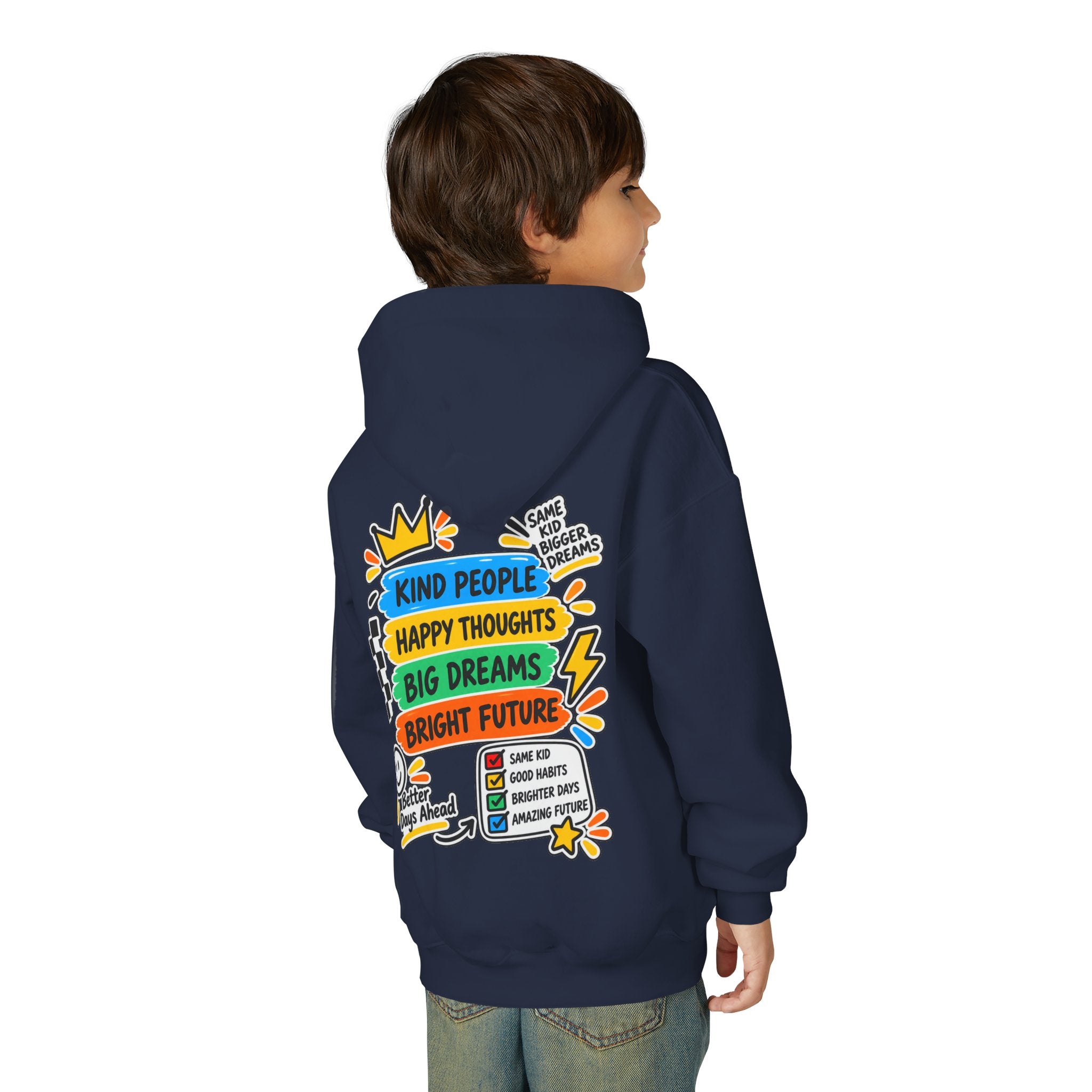 Youth Hoodie - "Good Vibes Always" Colorful Positive Graphic