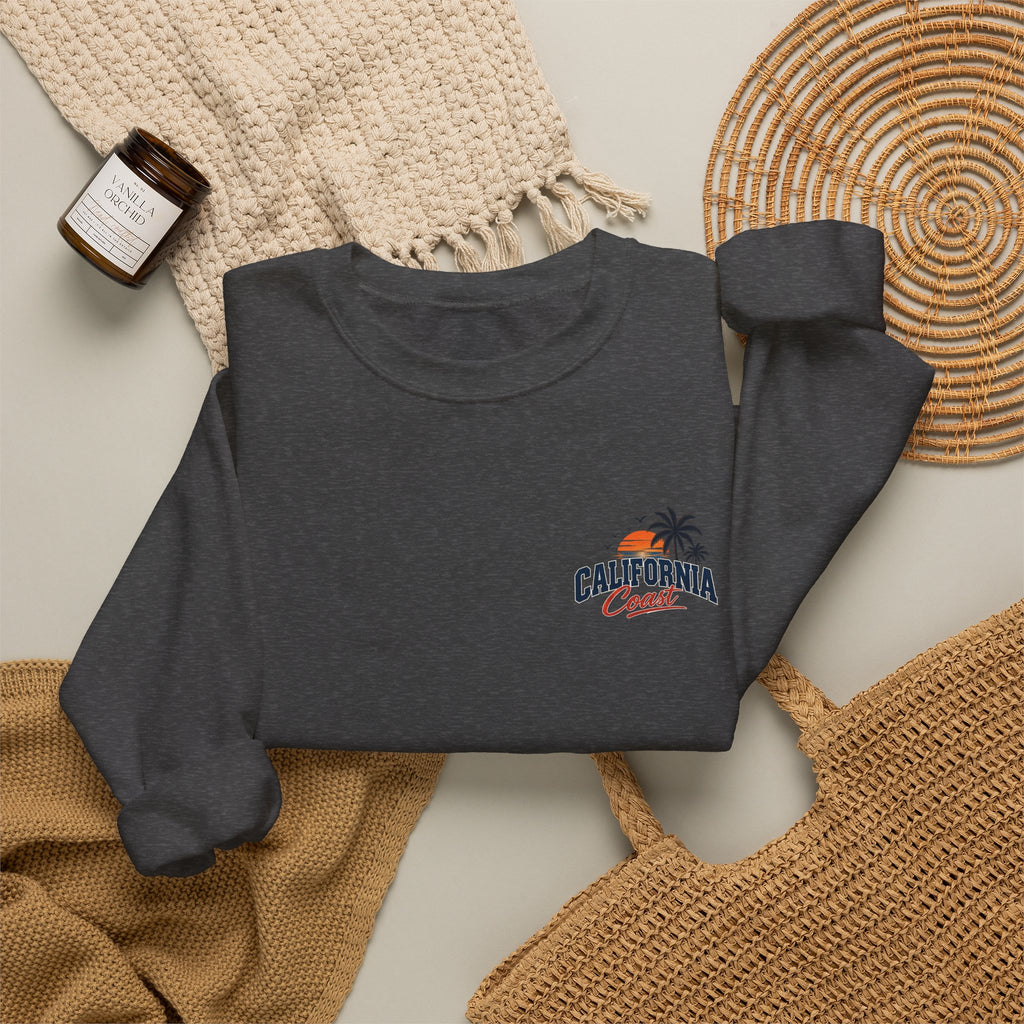 California Coast Crewneck Sweatshirt — Retro Palm Tree Graphic