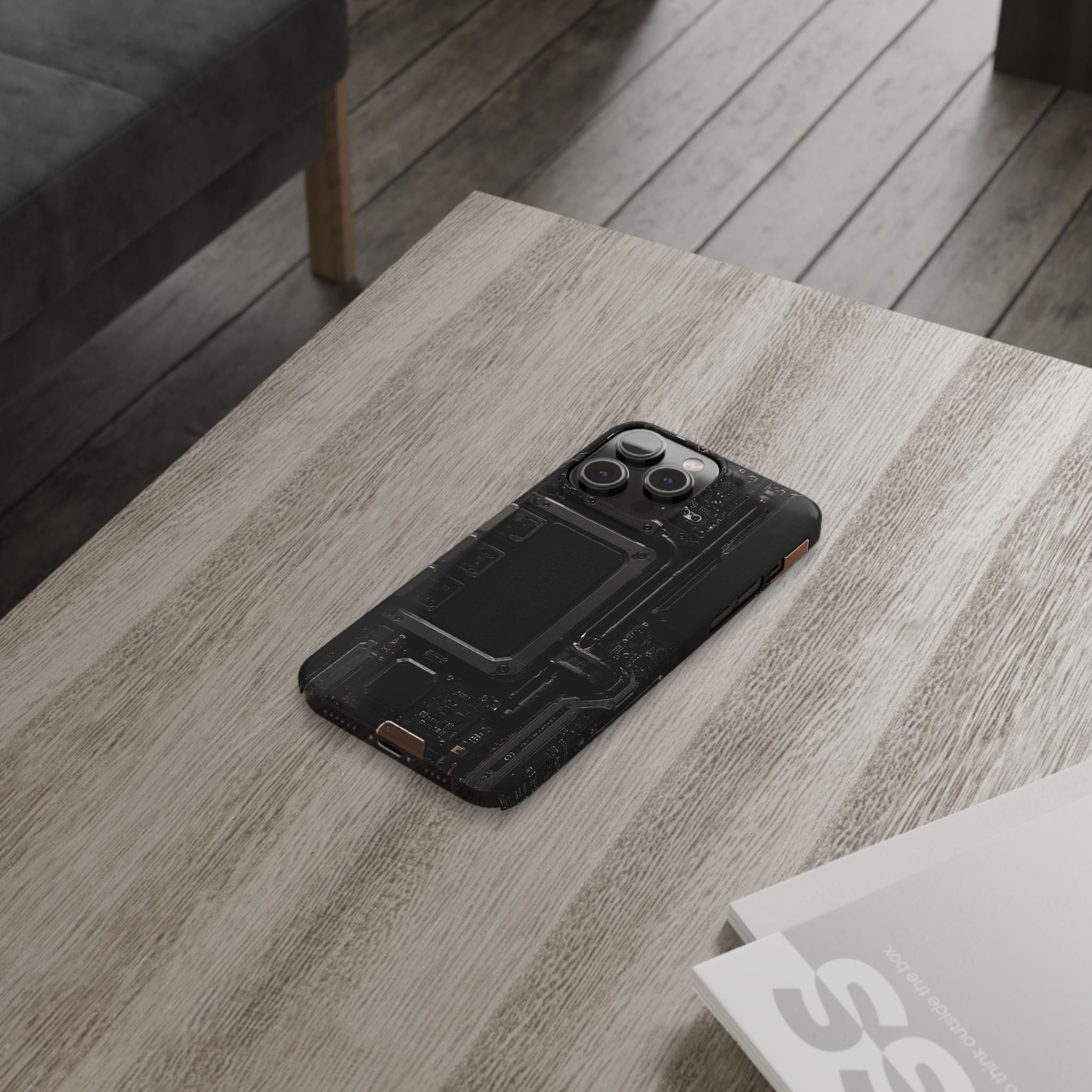 Slim Phone Case — Black Circuit Tech Design
