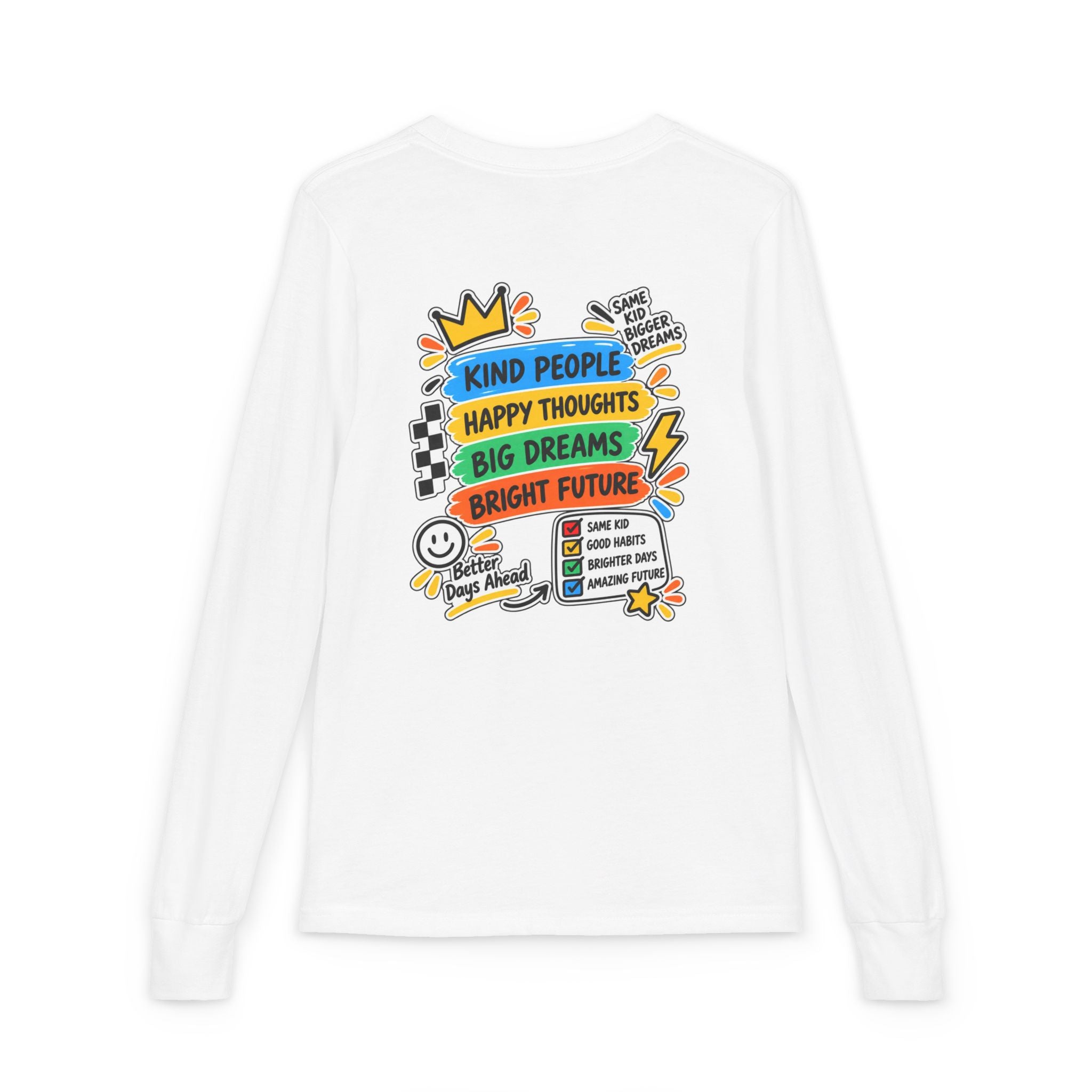 Good Vibes Always Youth Long Sleeve Tee — Positive Message Kids Shirt