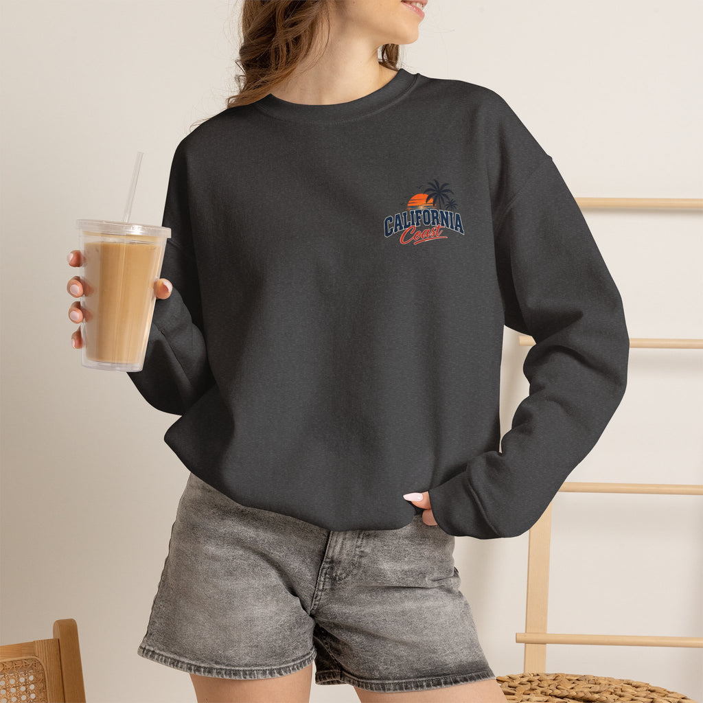 California Coast Crewneck Sweatshirt — Retro Palm Tree Graphic