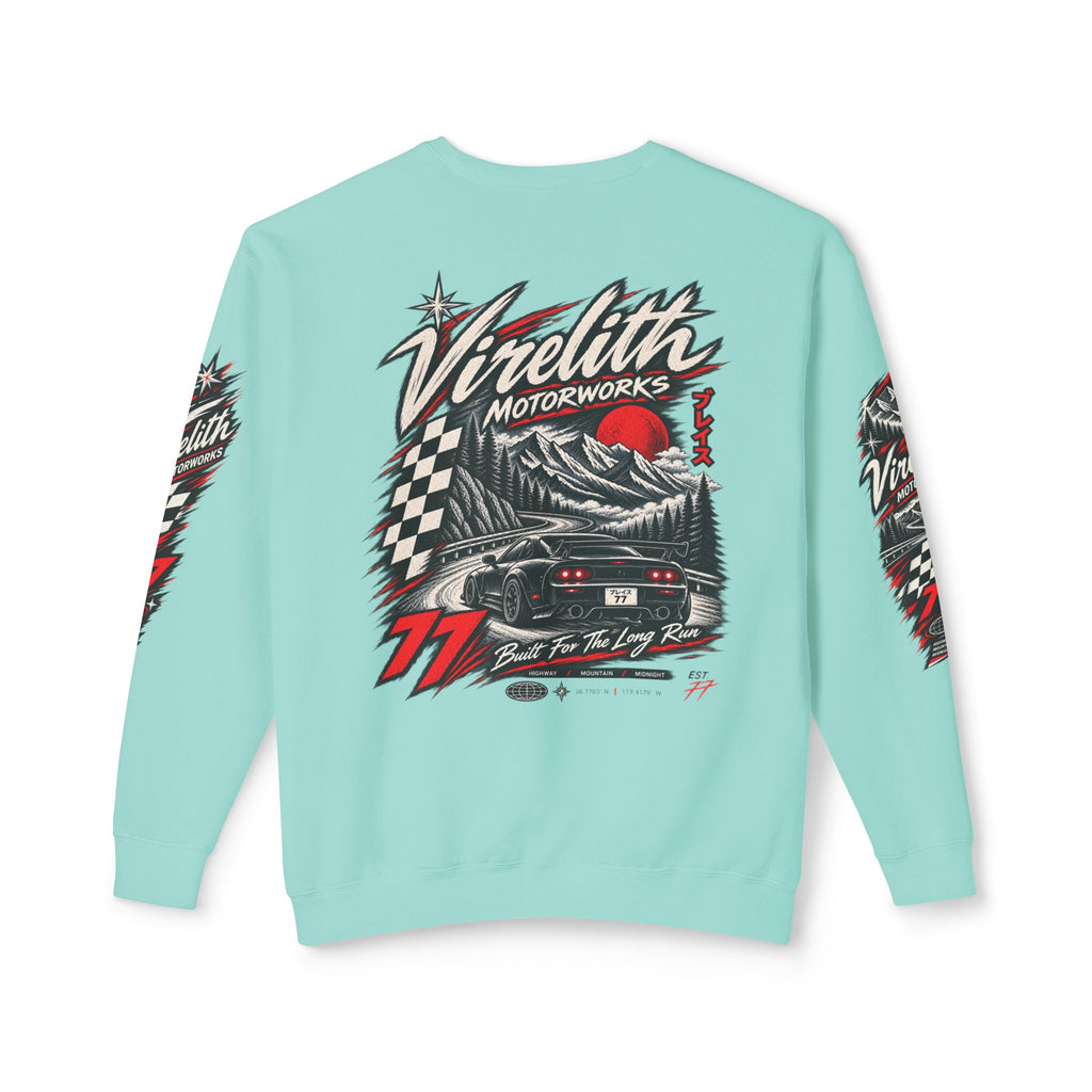 Motorworks Racing Crewneck Sweatshirt | Vintage Sleeve Graphic