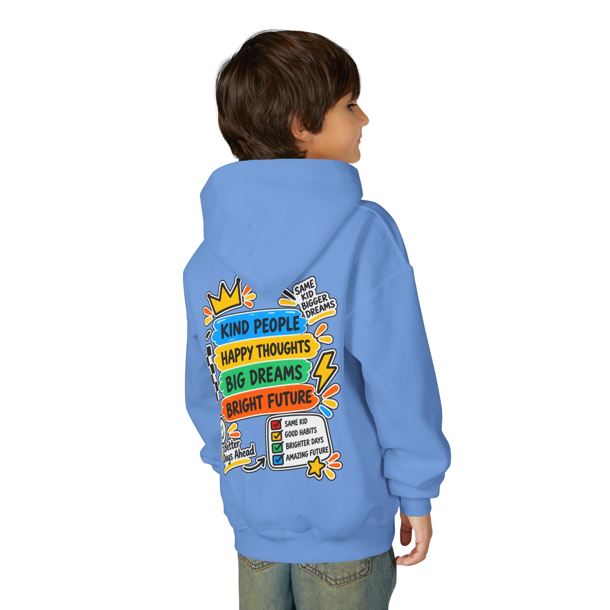 Youth Hoodie - "Good Vibes Always" Colorful Positive Graphic