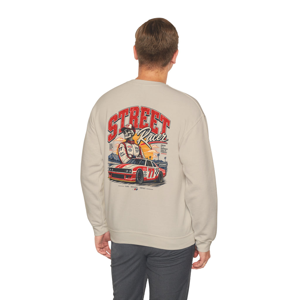 Street Racer Crewneck Sweatshirt — Vintage Car Racing Graphic
