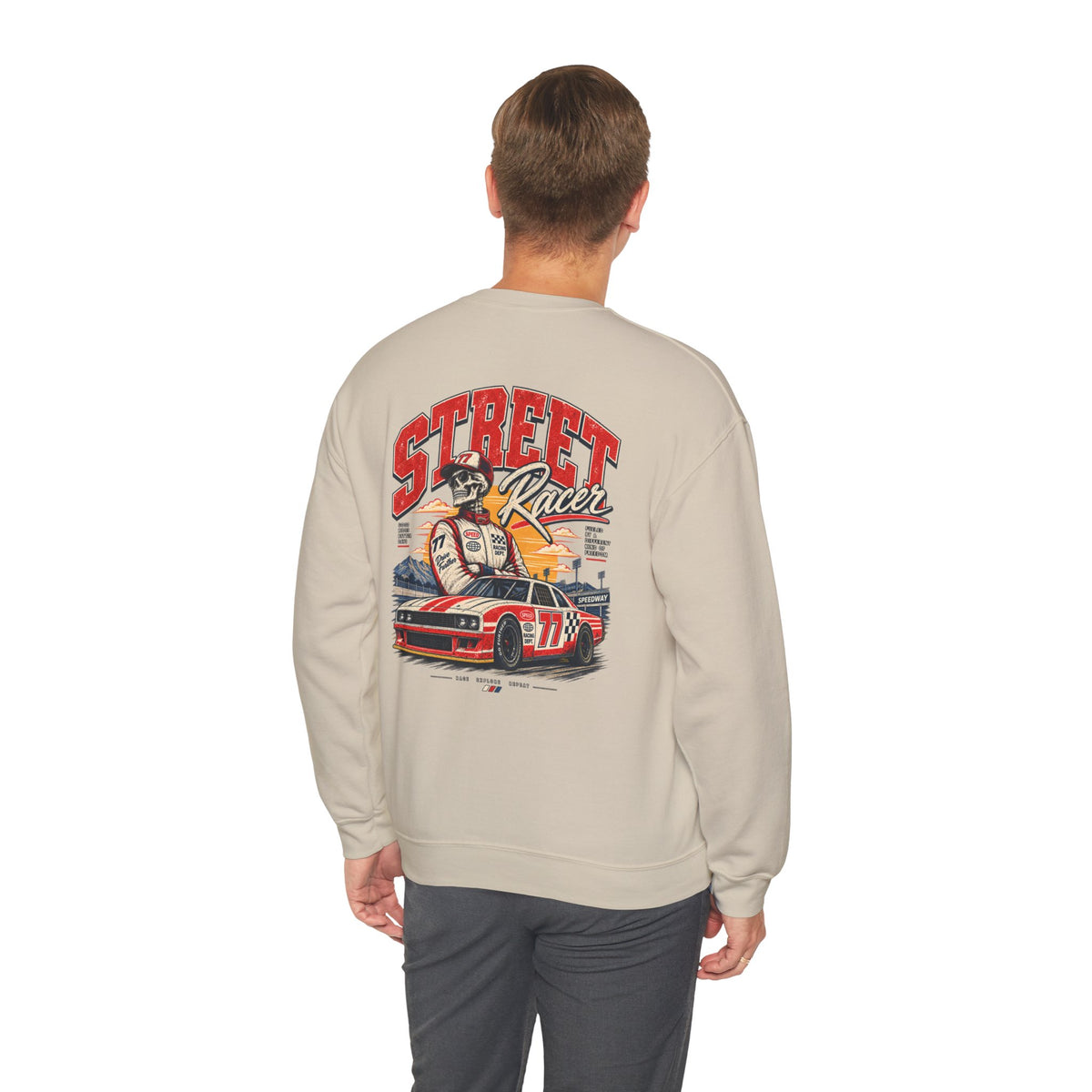 Street Racer Crewneck Sweatshirt — Vintage Car Racing Graphic