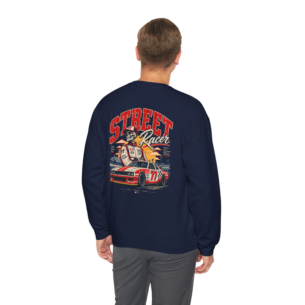 Street Racer Crewneck Sweatshirt — Vintage Car Racing Graphic