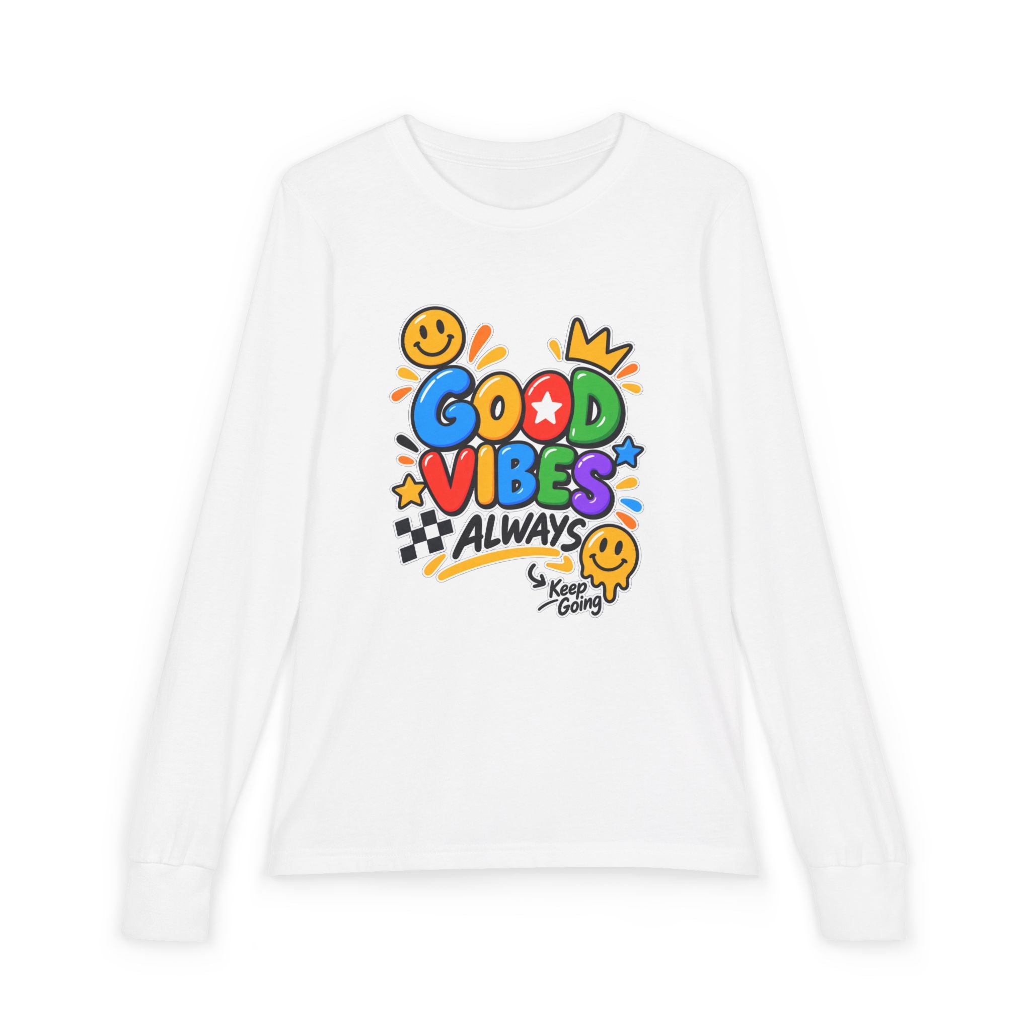 Good Vibes Always Youth Long Sleeve Tee — Positive Message Kids Shirt