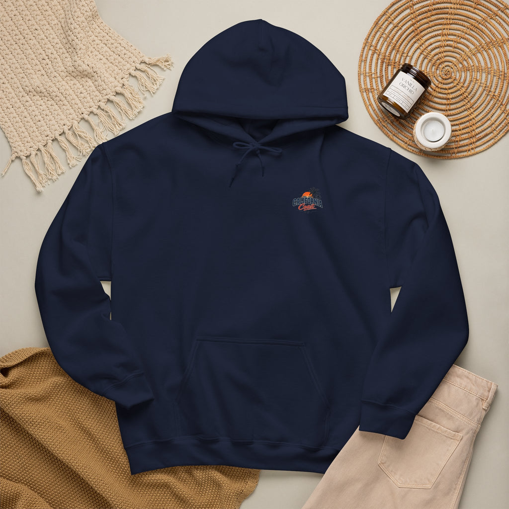 California Coast Hoodie — Vintage Car Sunset Palm Beach Graphic