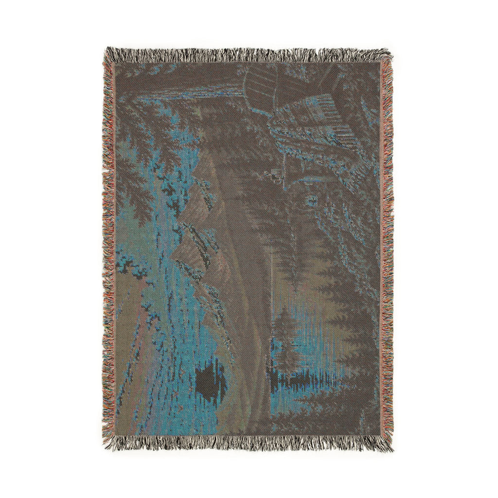 Mountain Lake Woven Blanket — Sunset Scenic Throw for Cabin, Camping & Cozy Home Decor