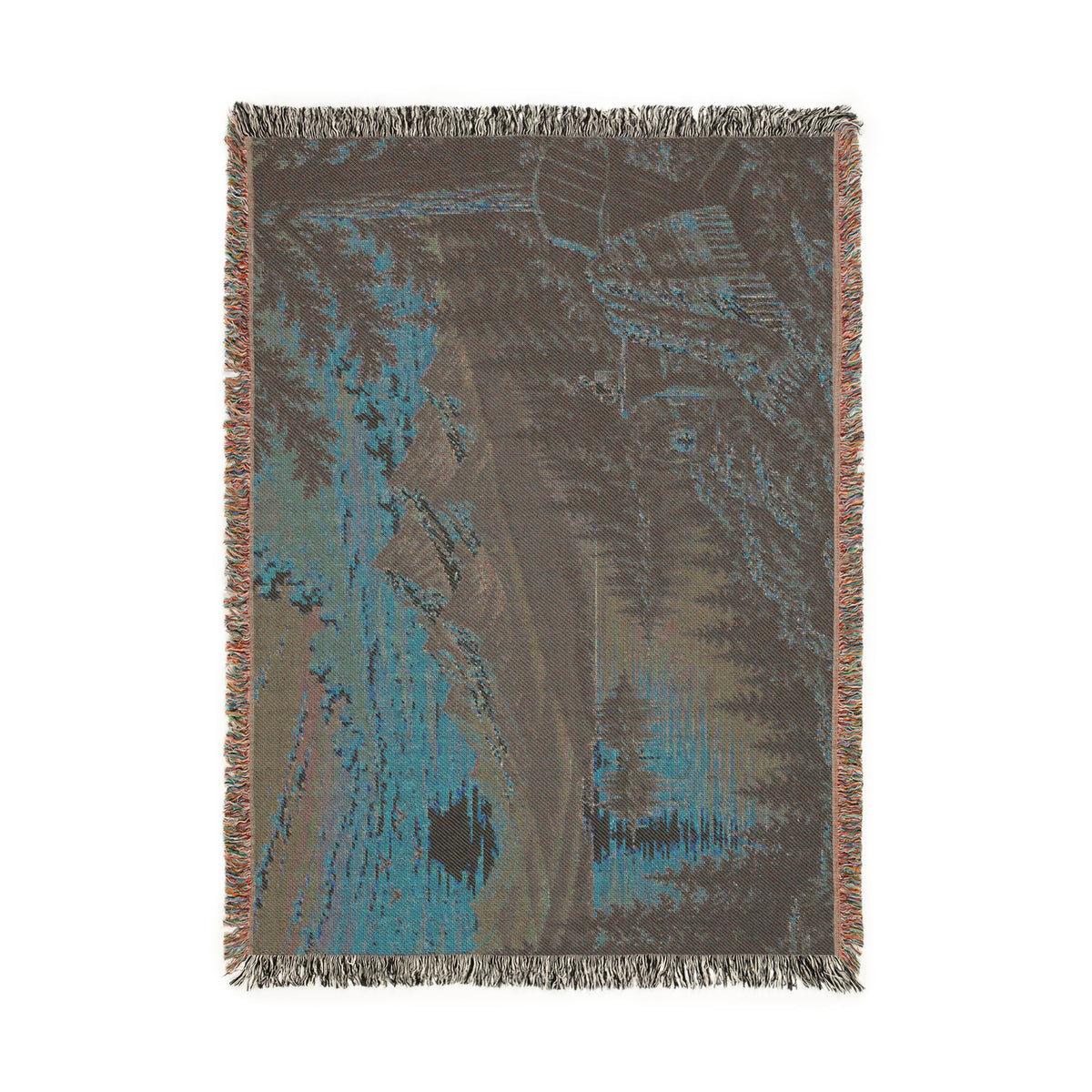 Mountain Lake Woven Blanket — Sunset Scenic Throw for Cabin, Camping & Cozy Home Decor