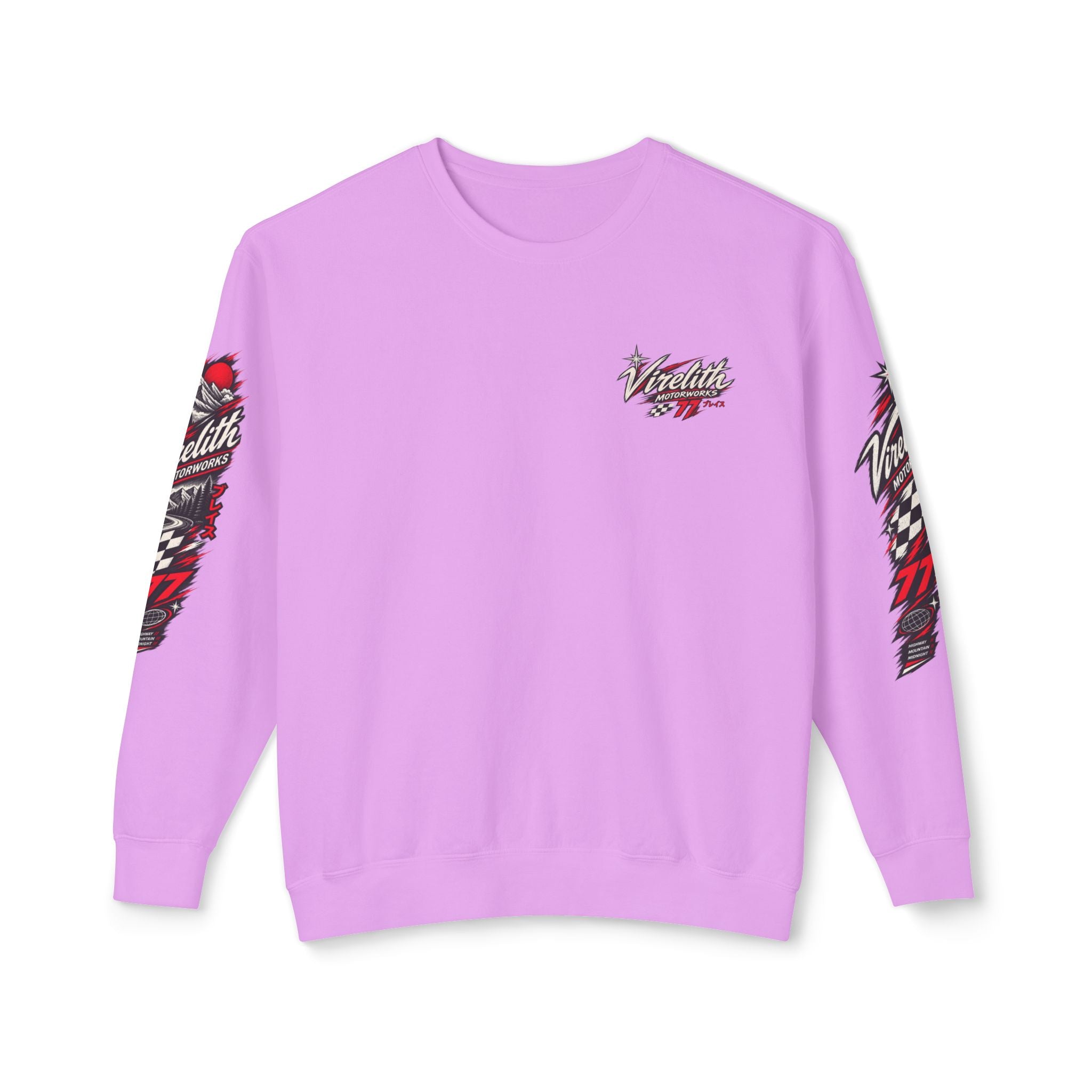 Motorworks Racing Crewneck Sweatshirt | Vintage Sleeve Graphic