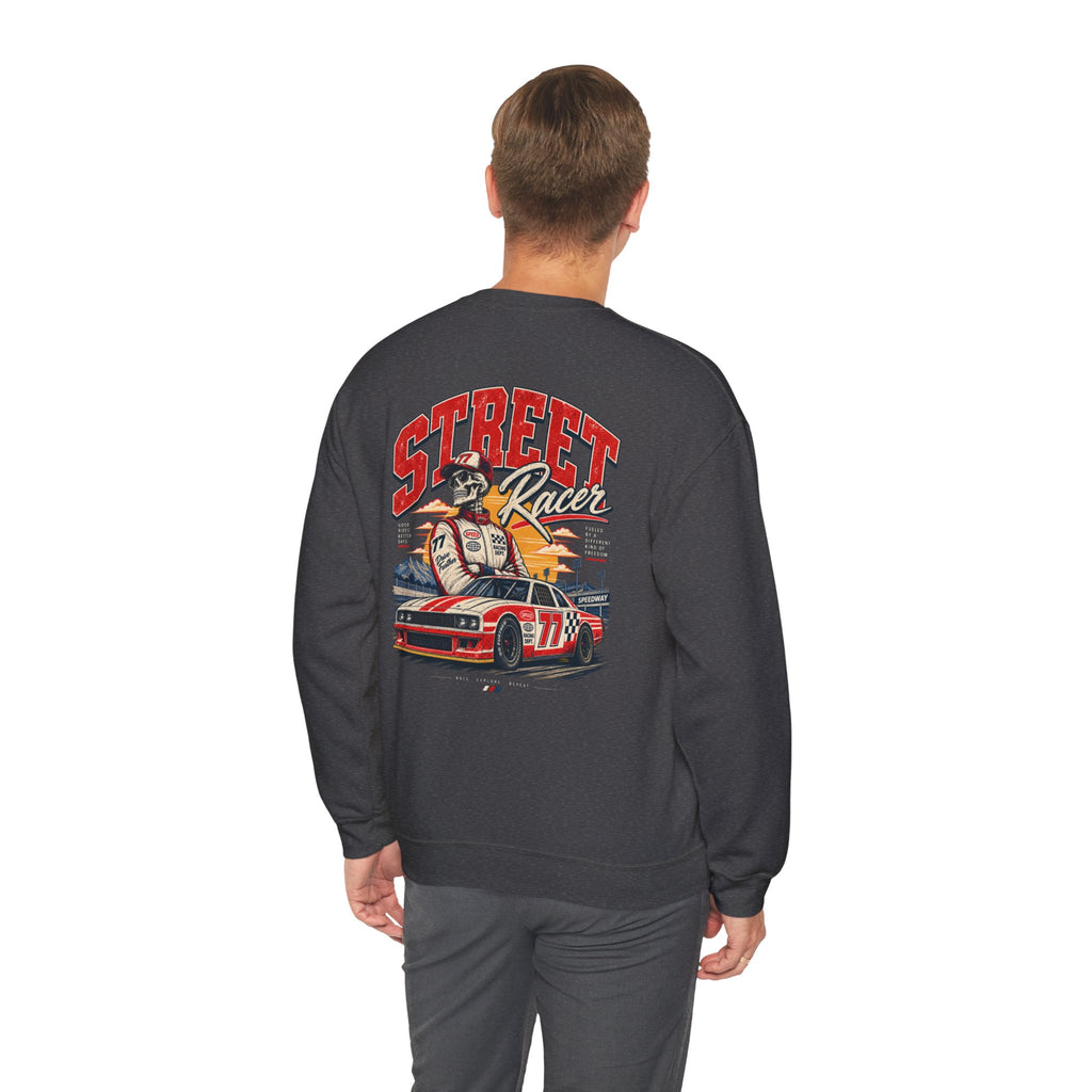 Street Racer Crewneck Sweatshirt — Vintage Car Racing Graphic