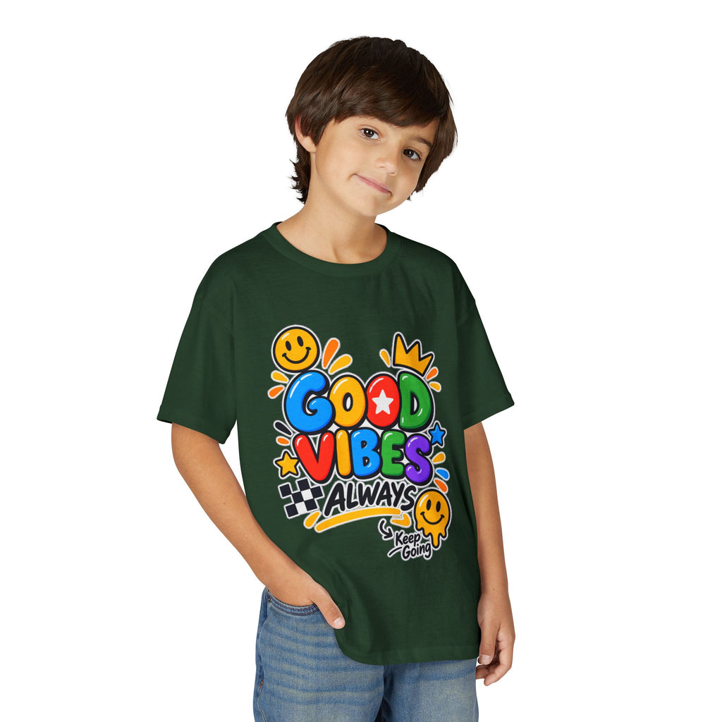 Youth T-Shirt — "Good Vibes Always" Colorful Positive Message Tee