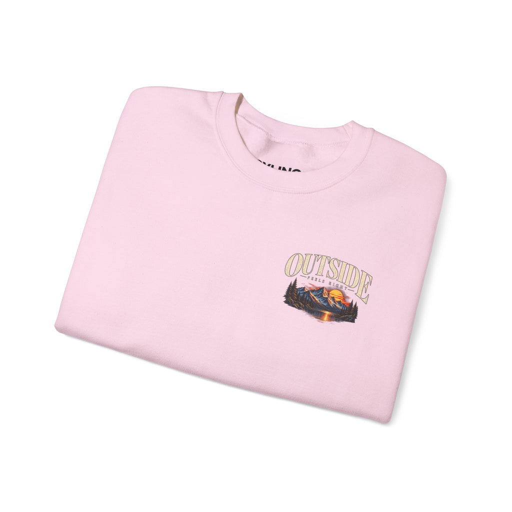 Outside Scenic Crewneck — Mountain Sunset Nature Graphic