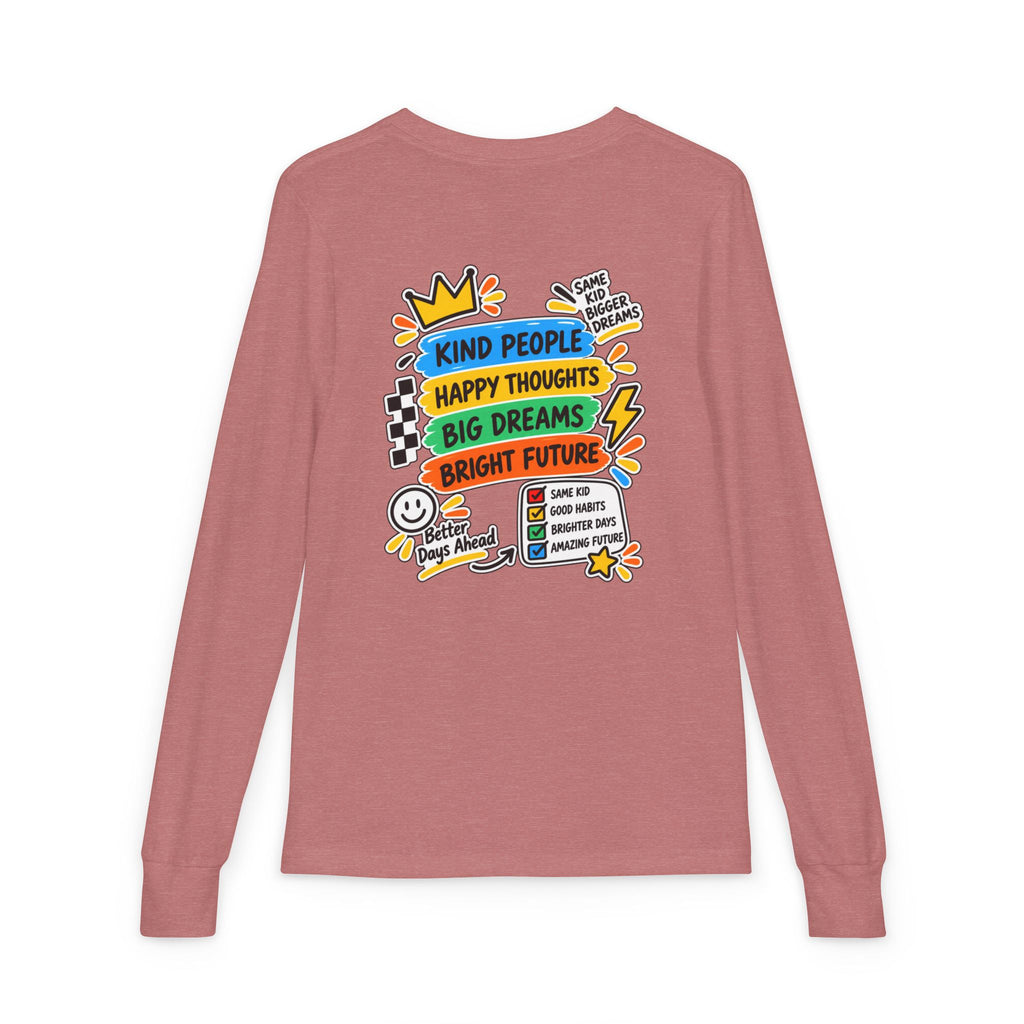 Good Vibes Always Youth Long Sleeve Tee — Positive Message Kids Shirt