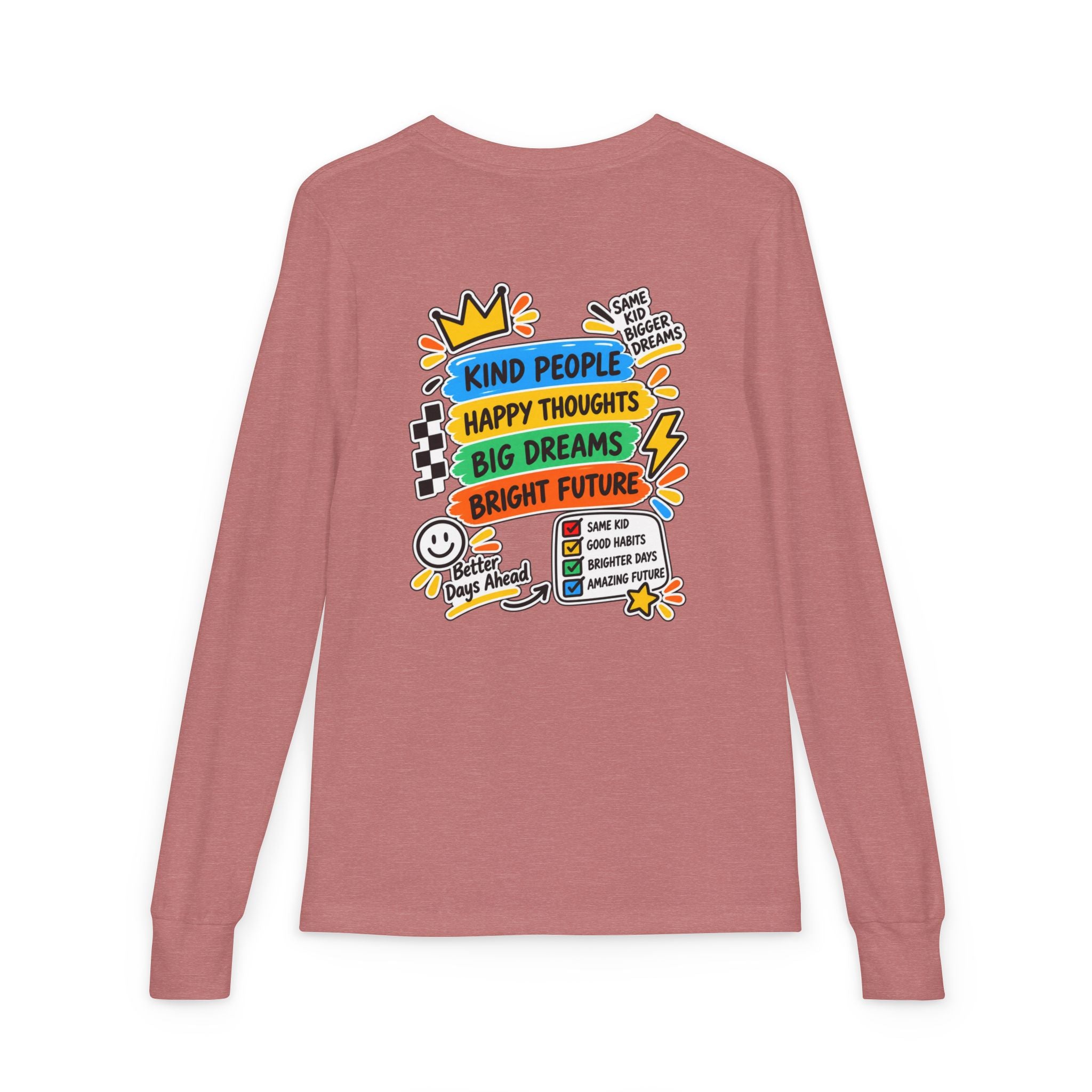 Good Vibes Always Youth Long Sleeve Tee — Positive Message Kids Shirt