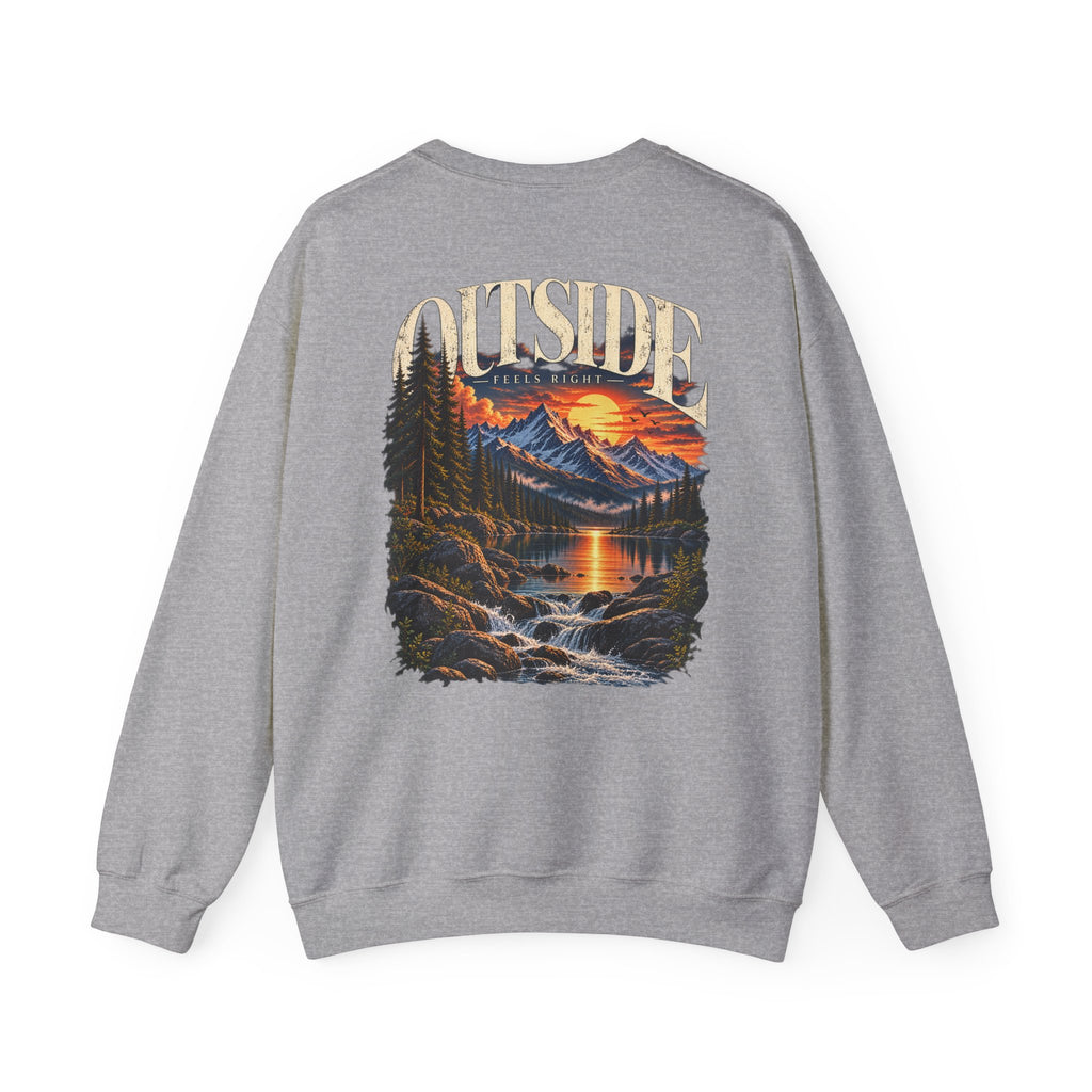 Outside Scenic Crewneck — Mountain Sunset Nature Graphic