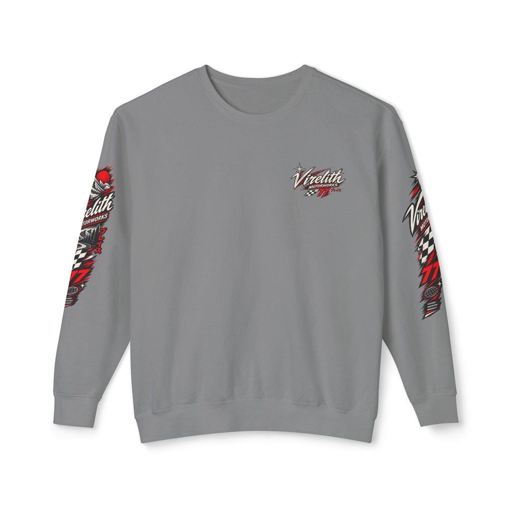 Motorworks Racing Crewneck Sweatshirt | Vintage Sleeve Graphic