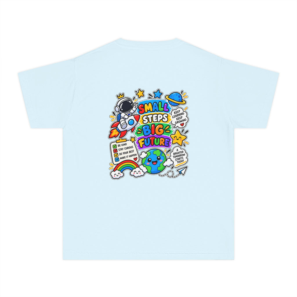 Youth Space Adventure Tee – “Dream Explore Discover / Small Steps Big Future”