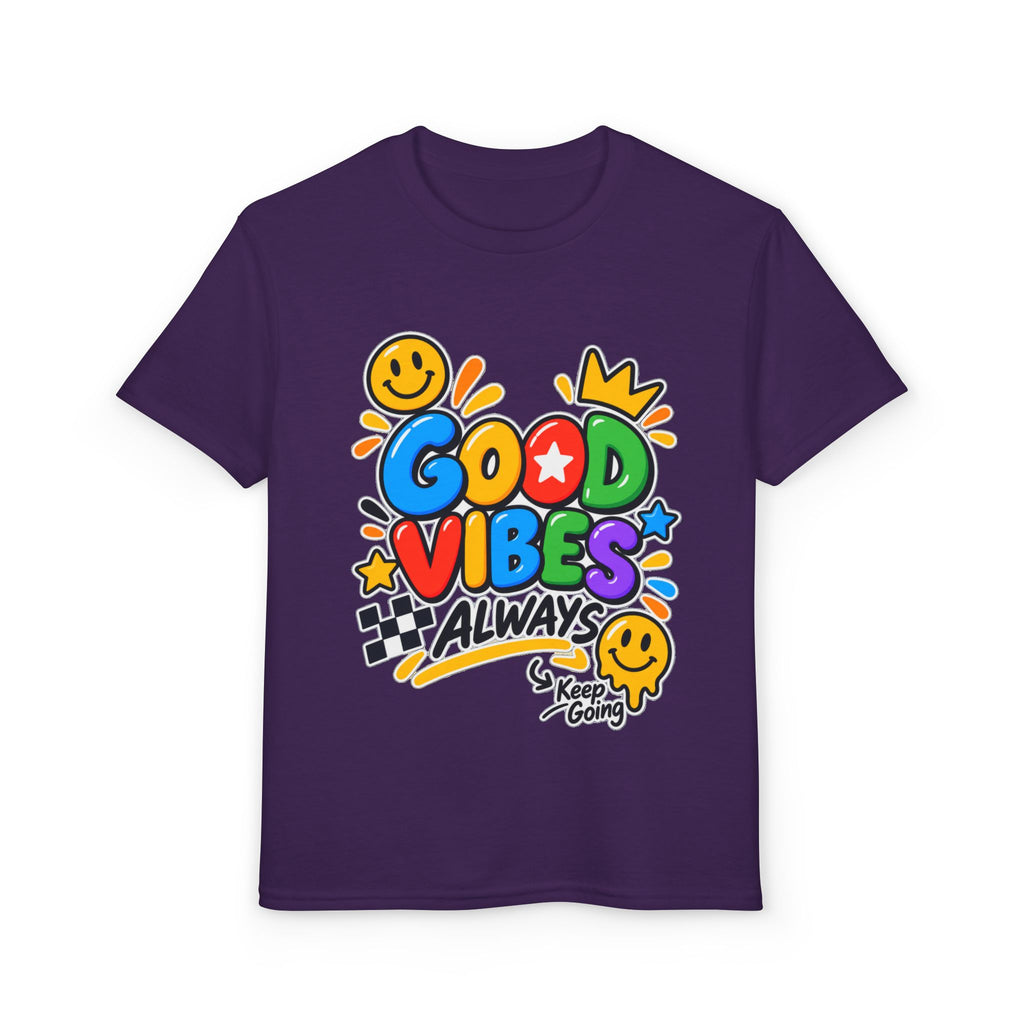 Youth T-Shirt — "Good Vibes Always" Colorful Positive Message Tee
