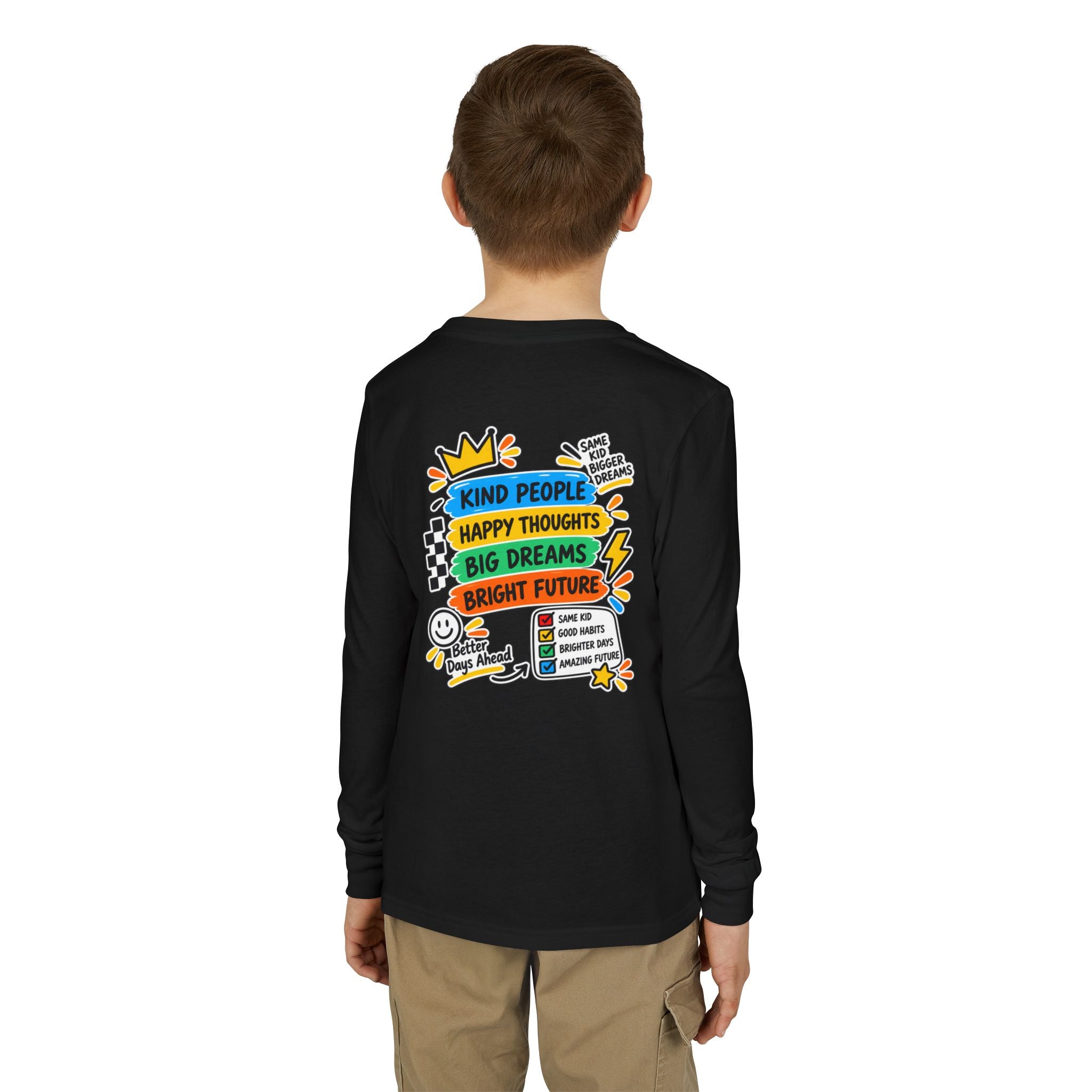 Good Vibes Always Youth Long Sleeve Tee — Positive Message Kids Shirt