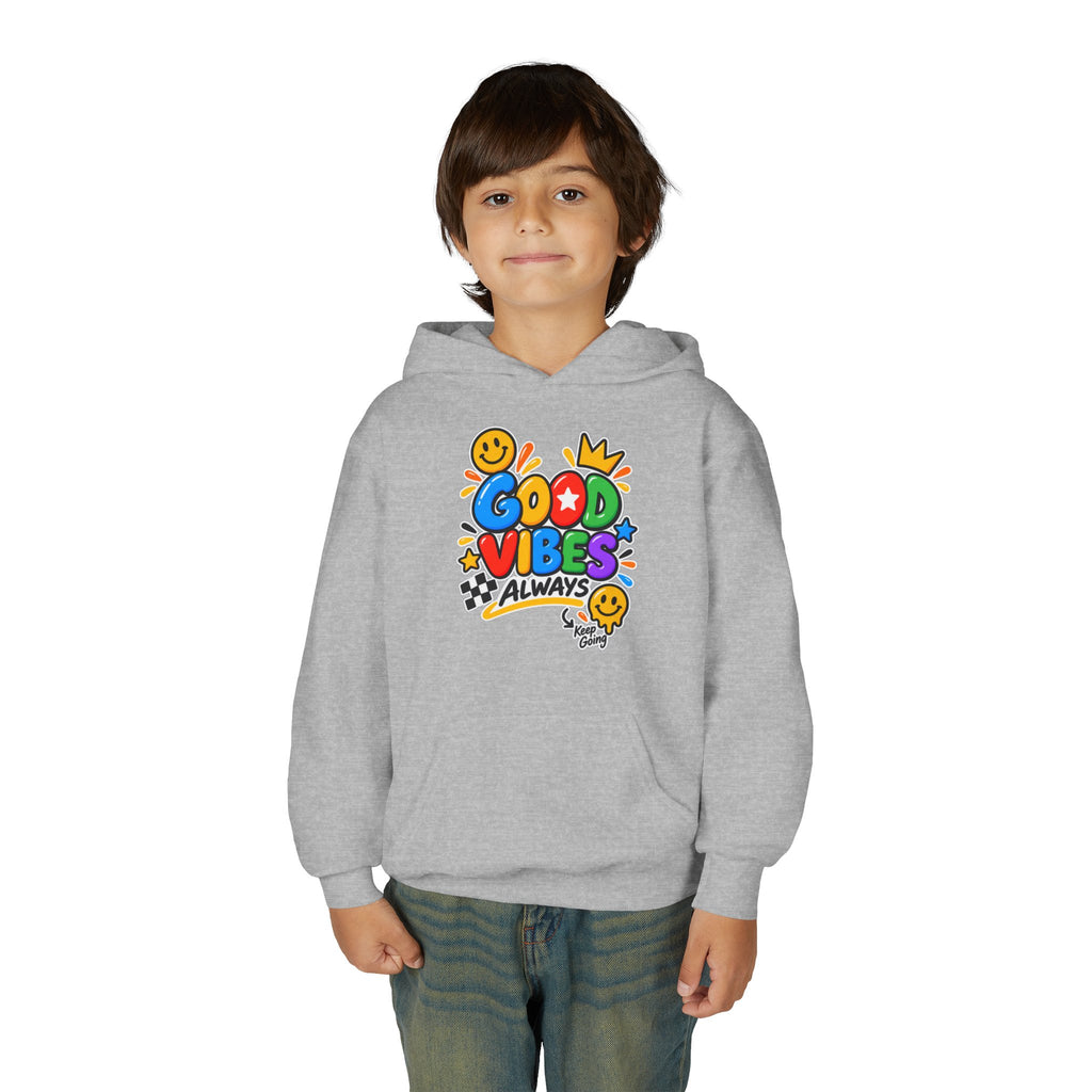 Youth Hoodie - "Good Vibes Always" Colorful Positive Graphic