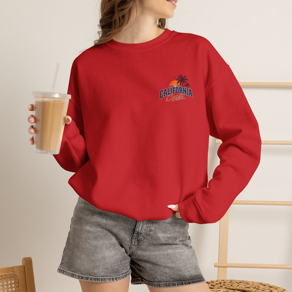 California Coast Crewneck Sweatshirt — Retro Palm Tree Graphic