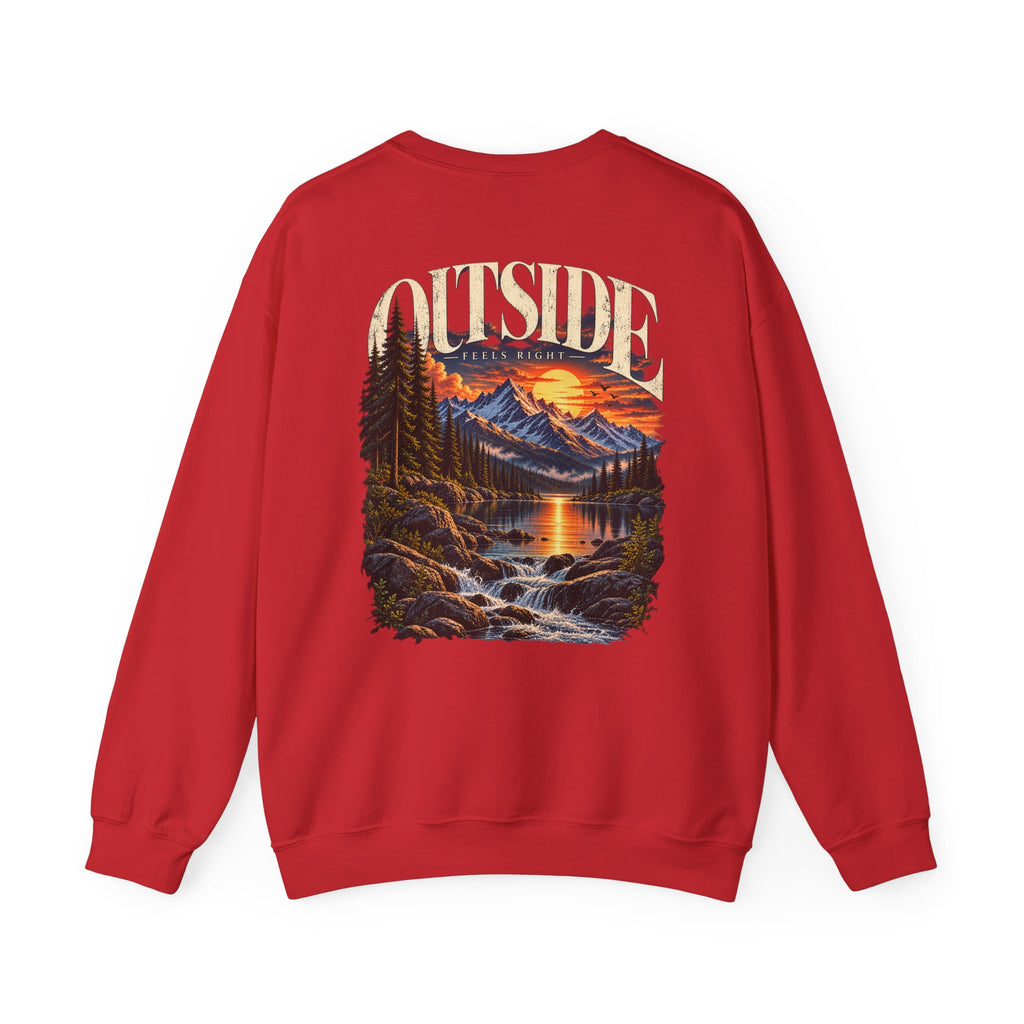 Outside Scenic Crewneck — Mountain Sunset Nature Graphic