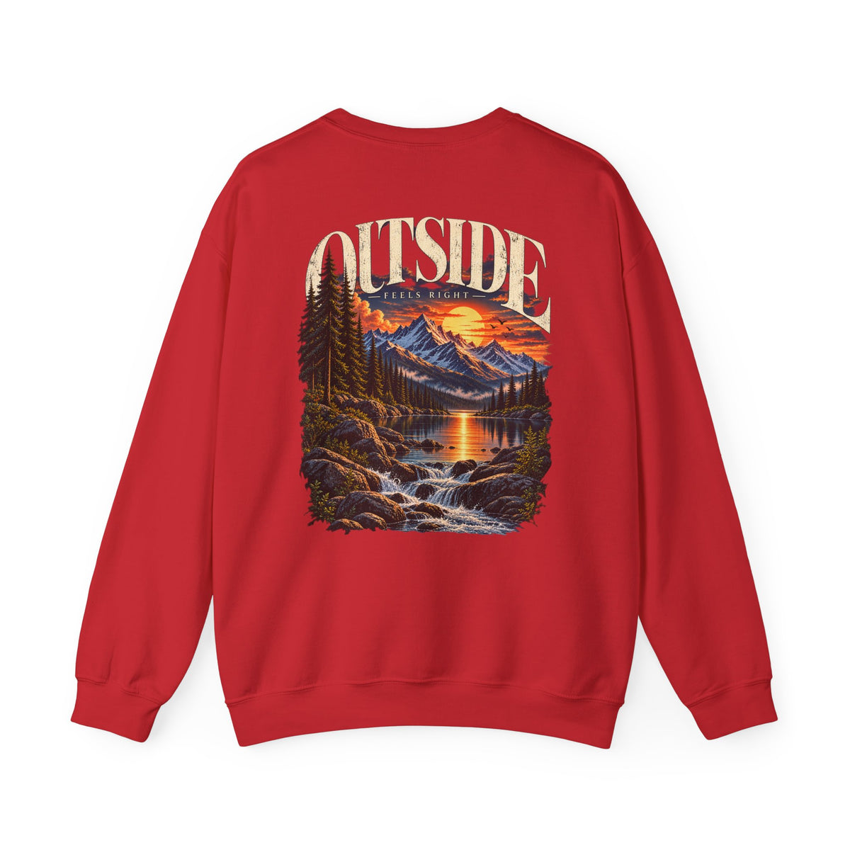 Outside Scenic Crewneck — Mountain Sunset Nature Graphic
