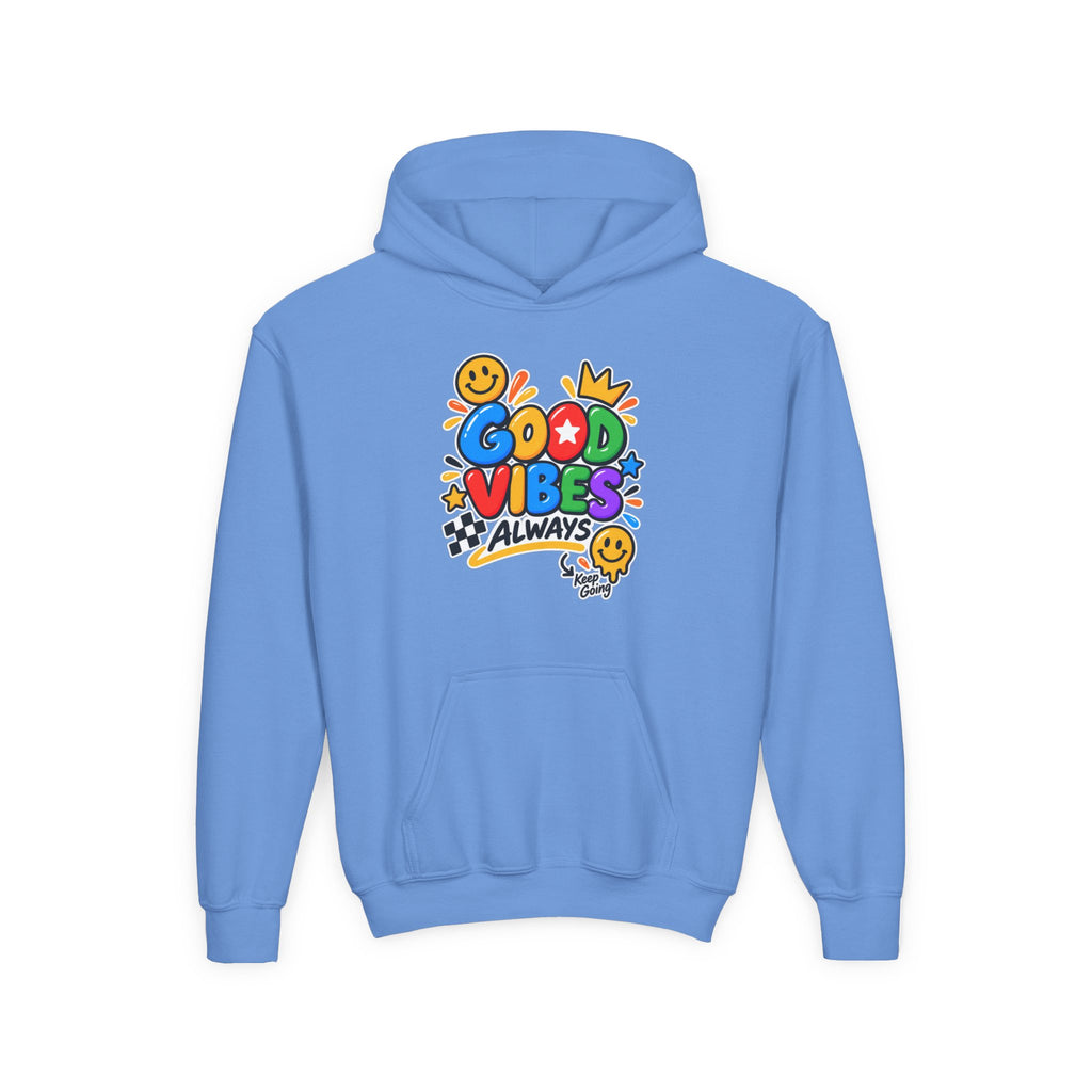 Youth Hoodie - "Good Vibes Always" Colorful Positive Graphic