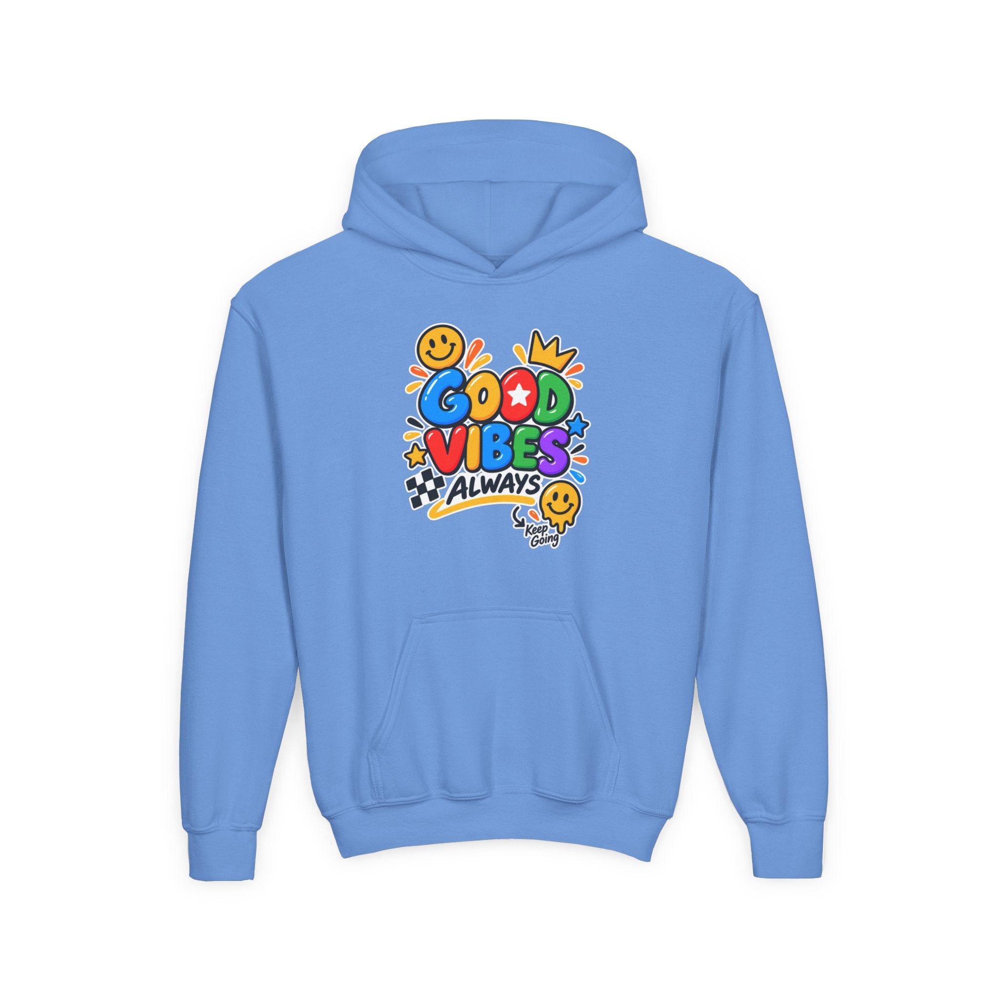 Youth Hoodie - "Good Vibes Always" Colorful Positive Graphic