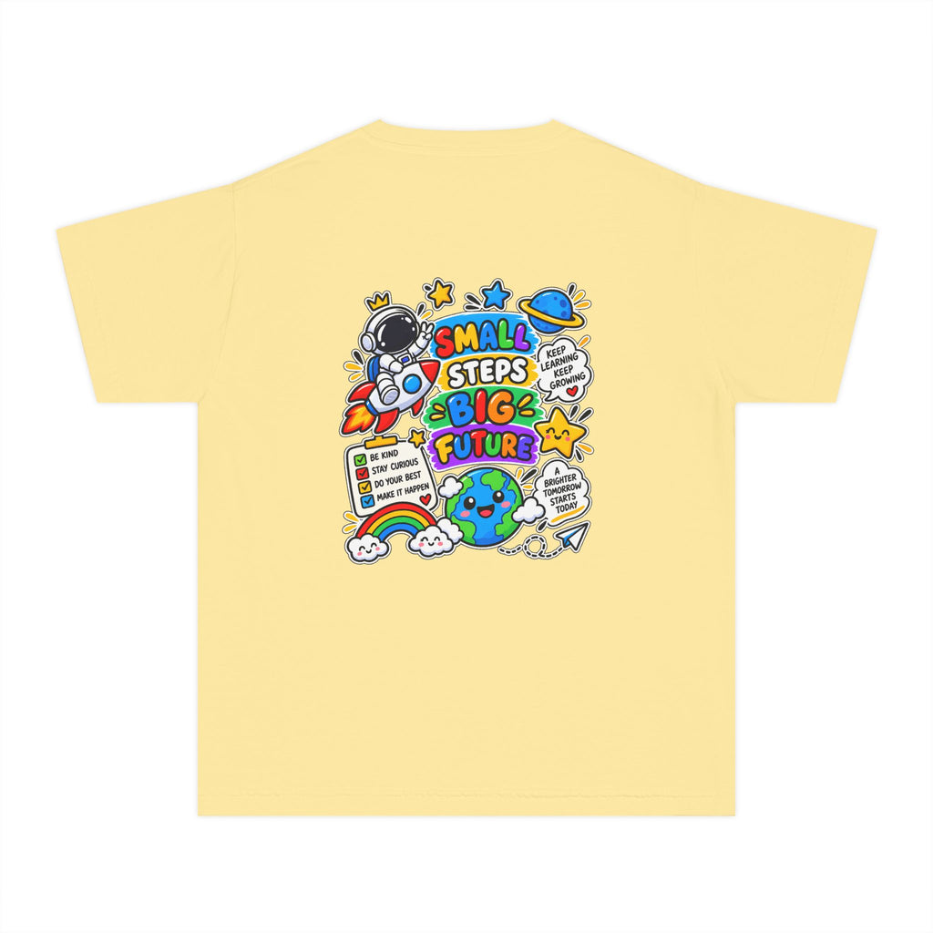 Youth Space Adventure Tee – “Dream Explore Discover / Small Steps Big Future”