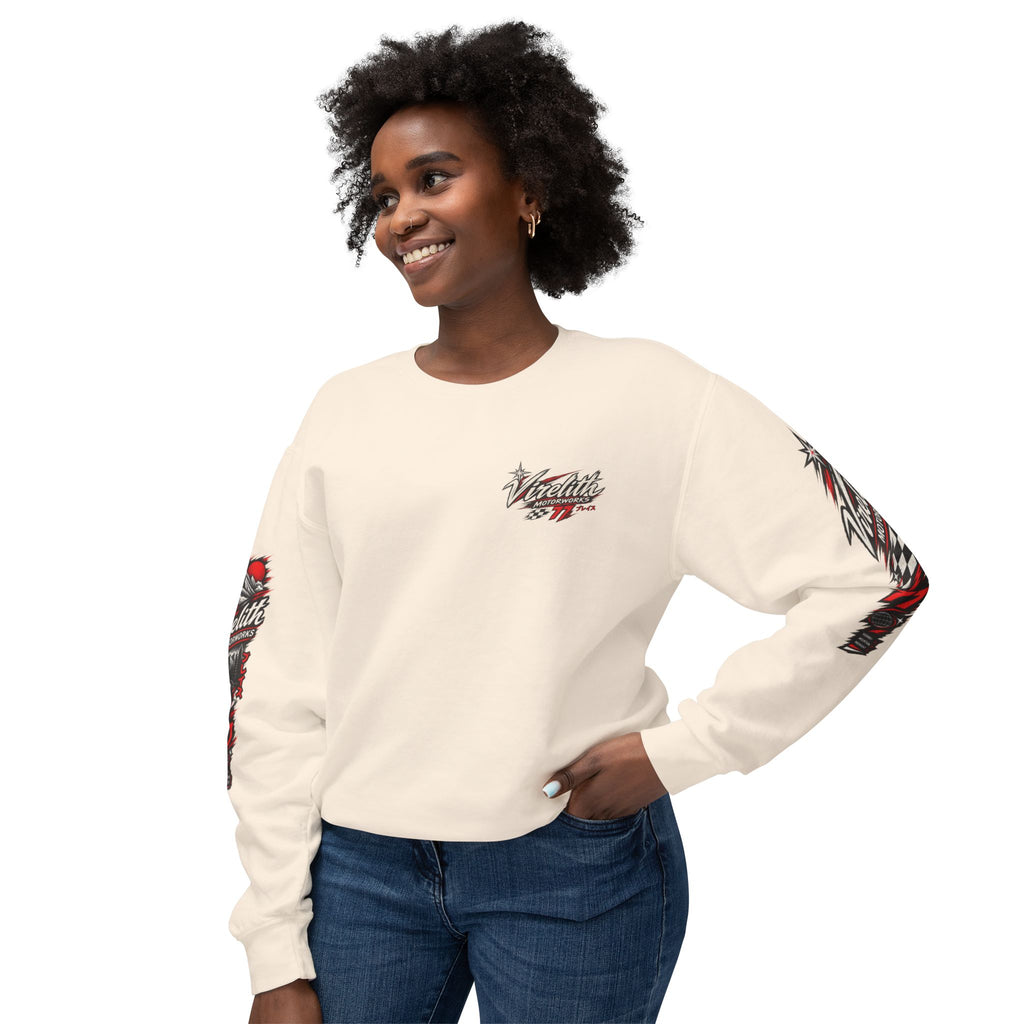 Motorworks Racing Crewneck Sweatshirt | Vintage Sleeve Graphic