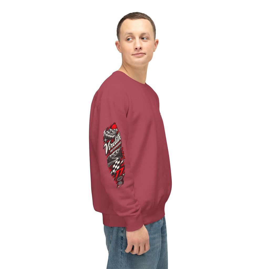 Motorworks Racing Crewneck Sweatshirt | Vintage Sleeve Graphic