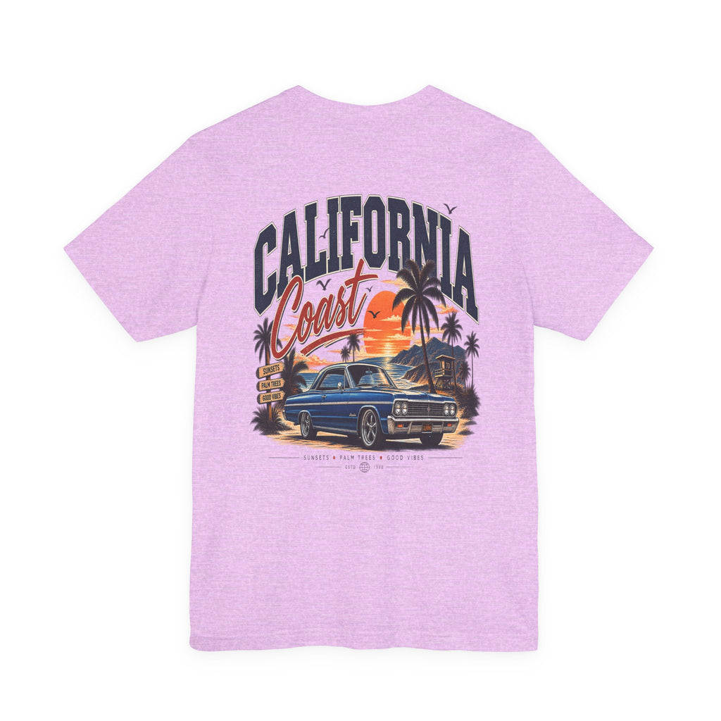 California Coast Pocket Tee — Retro Palm Surf Graphic