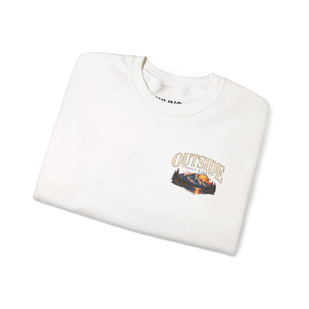 Outside Scenic Crewneck — Mountain Sunset Nature Graphic