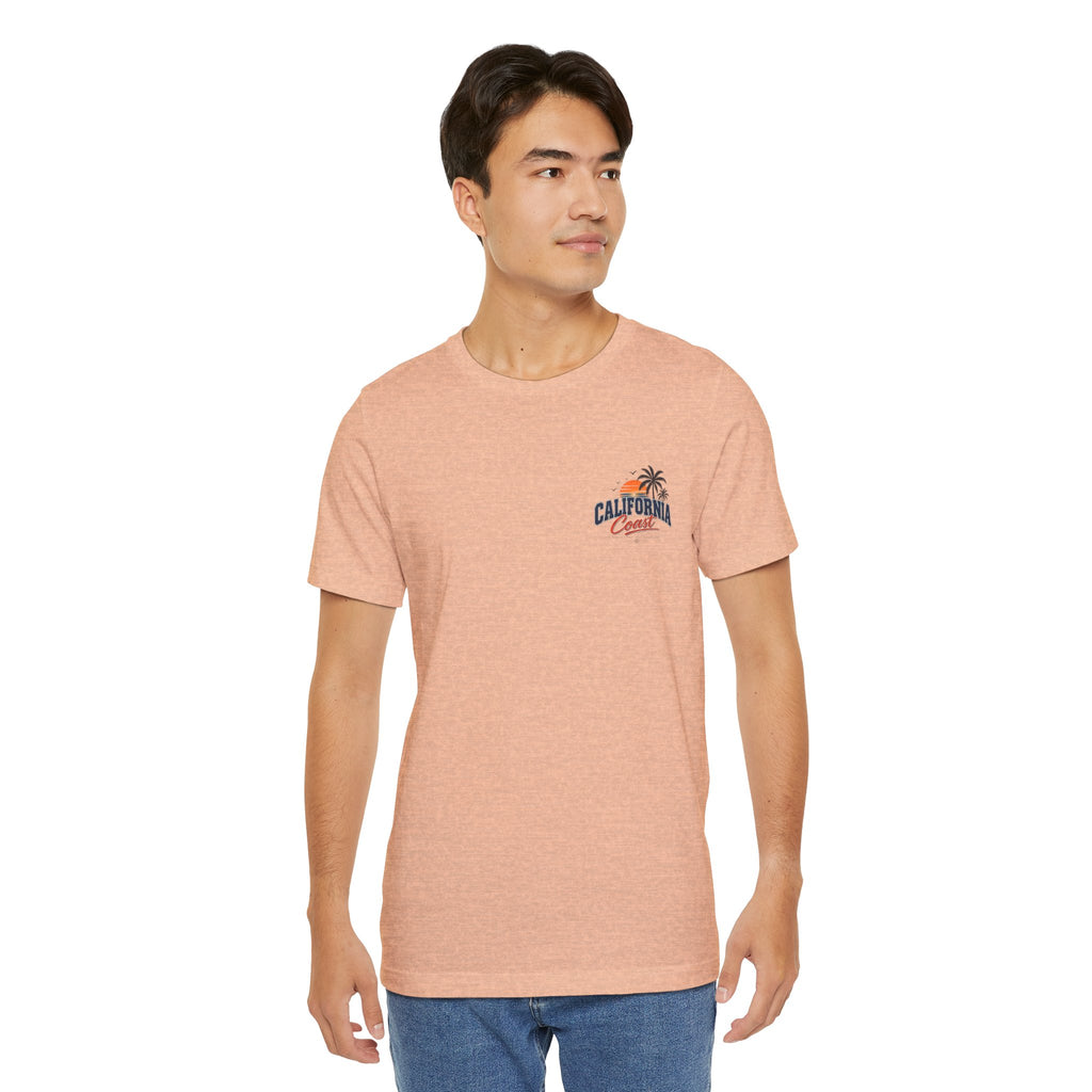 California Coast Pocket Tee — Retro Palm Surf Graphic