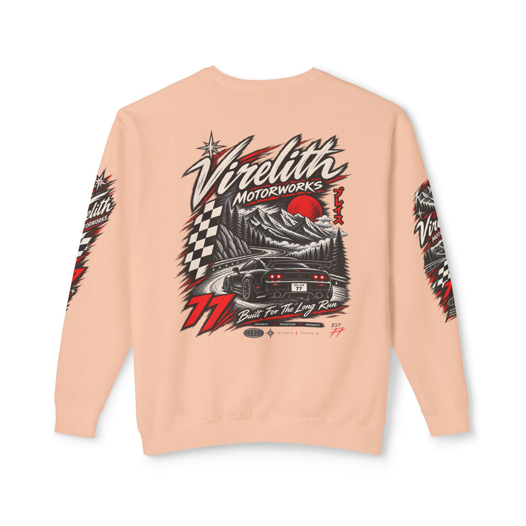 Motorworks Racing Crewneck Sweatshirt | Vintage Sleeve Graphic